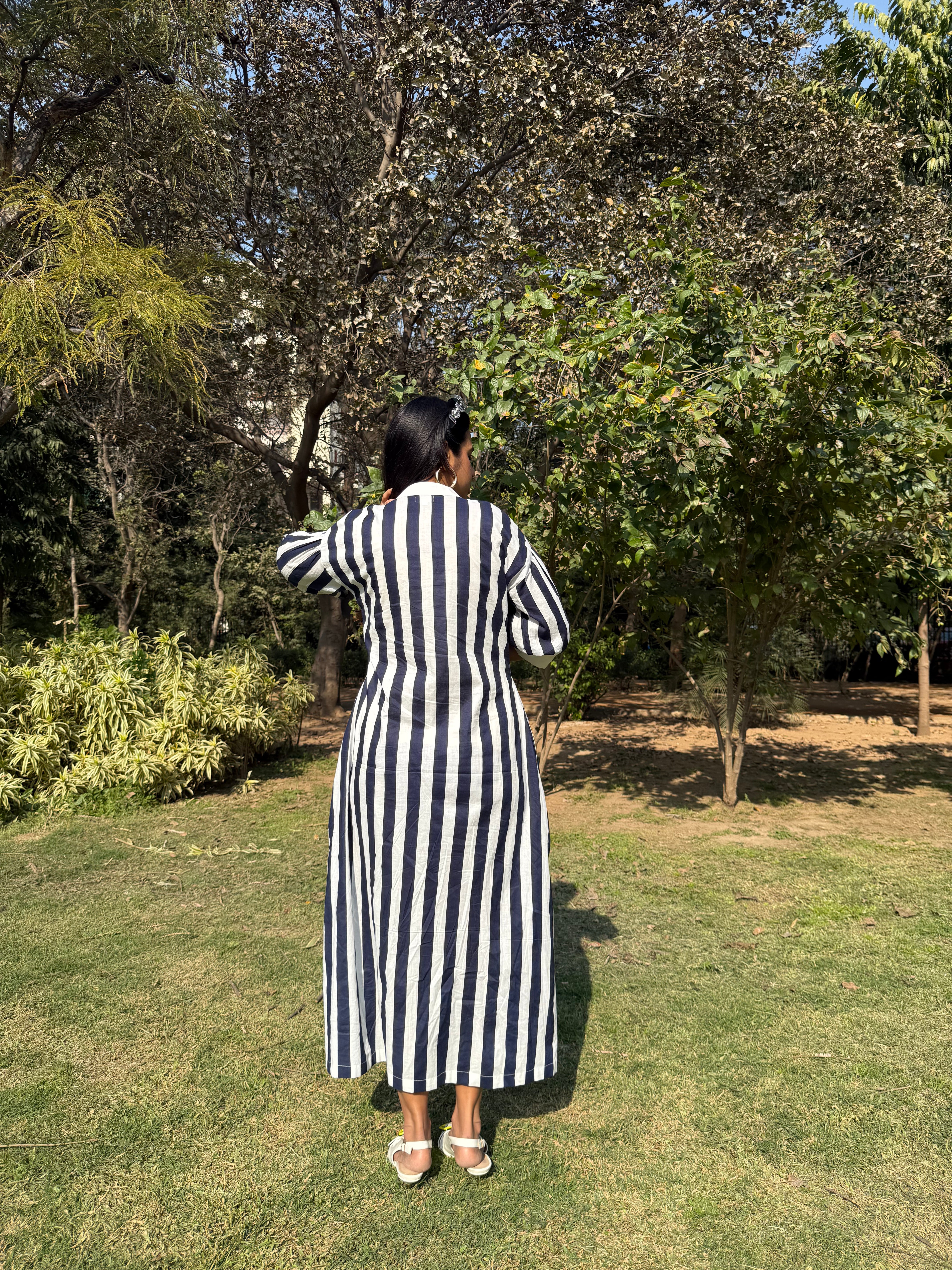 Blue White Bold Stripe Dress