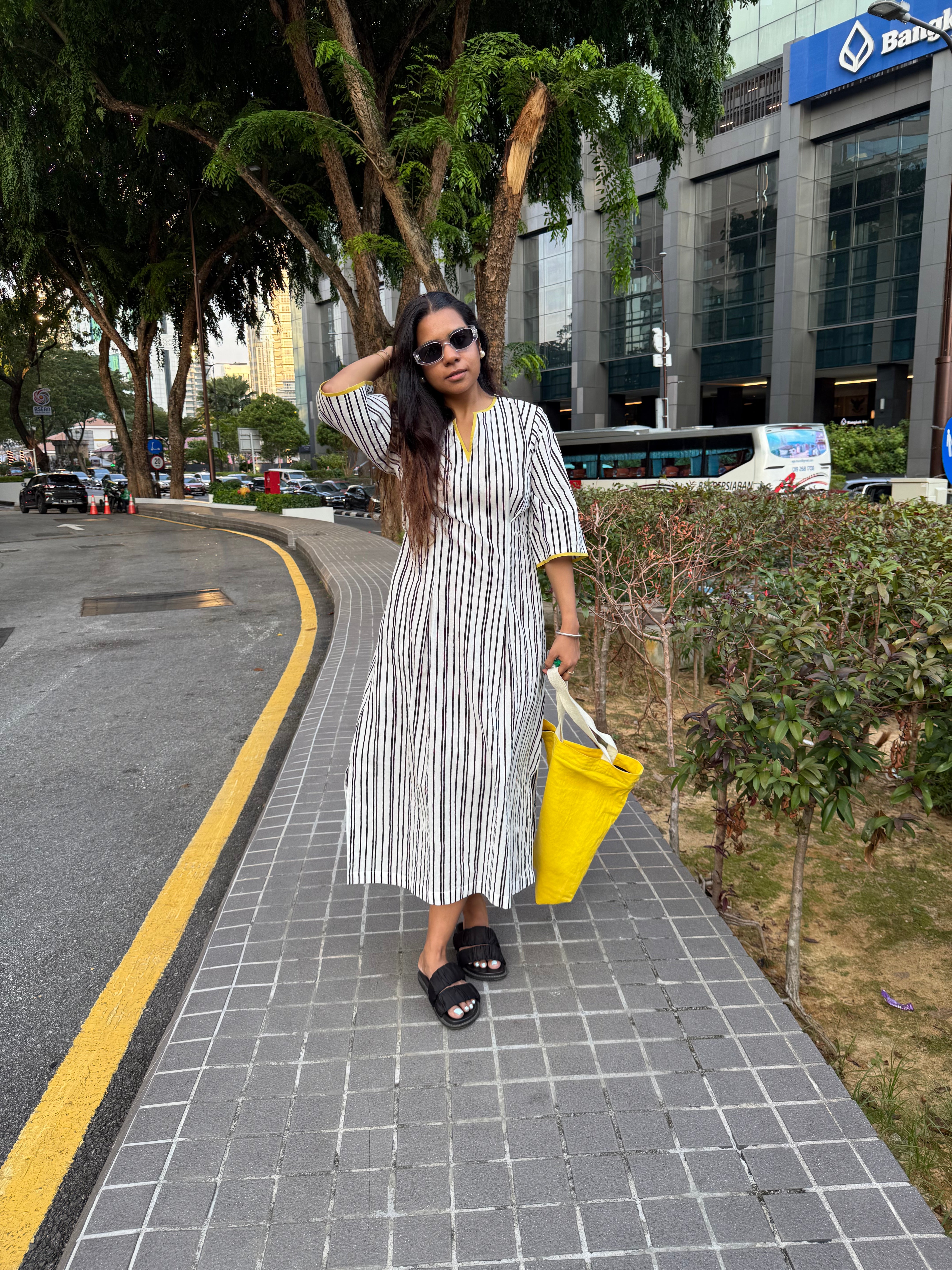 Black and White Striped Boxy Dress