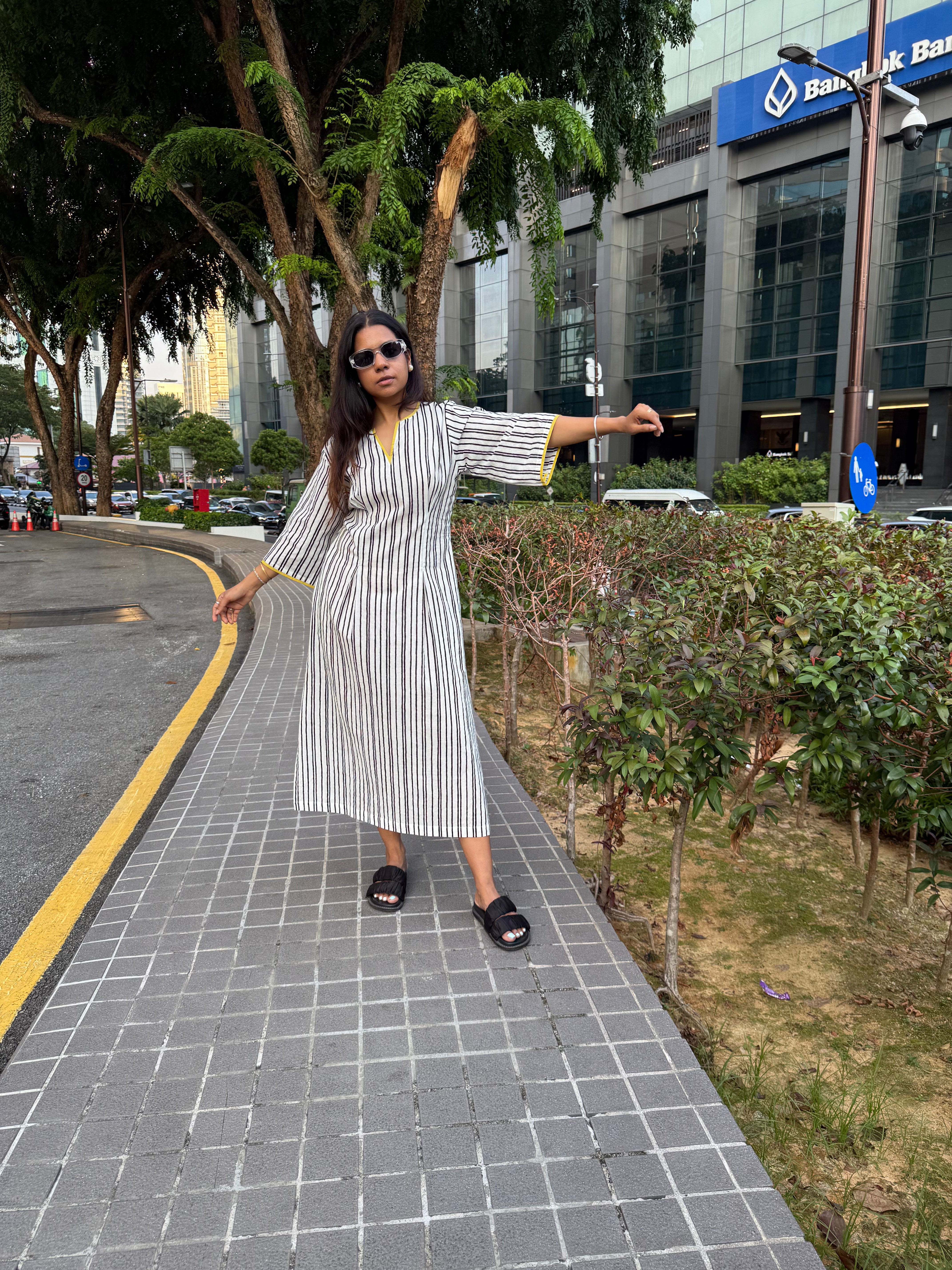 Black and White Striped Boxy Dress