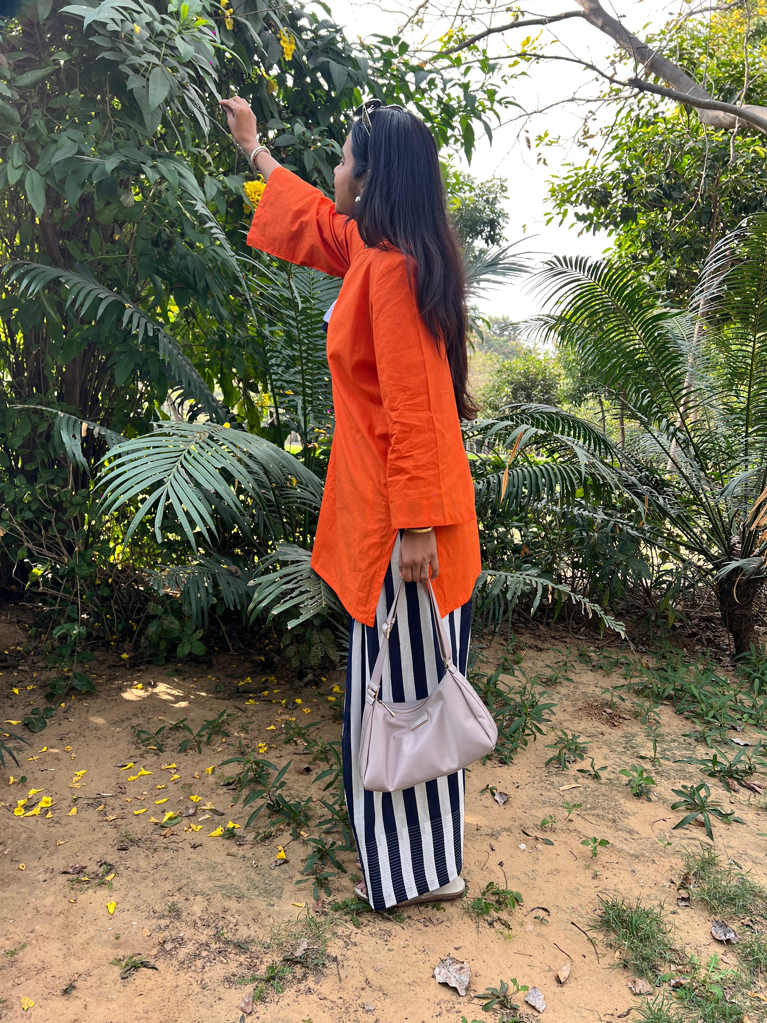 Orange Kurta with Contrast Farshi Salwar