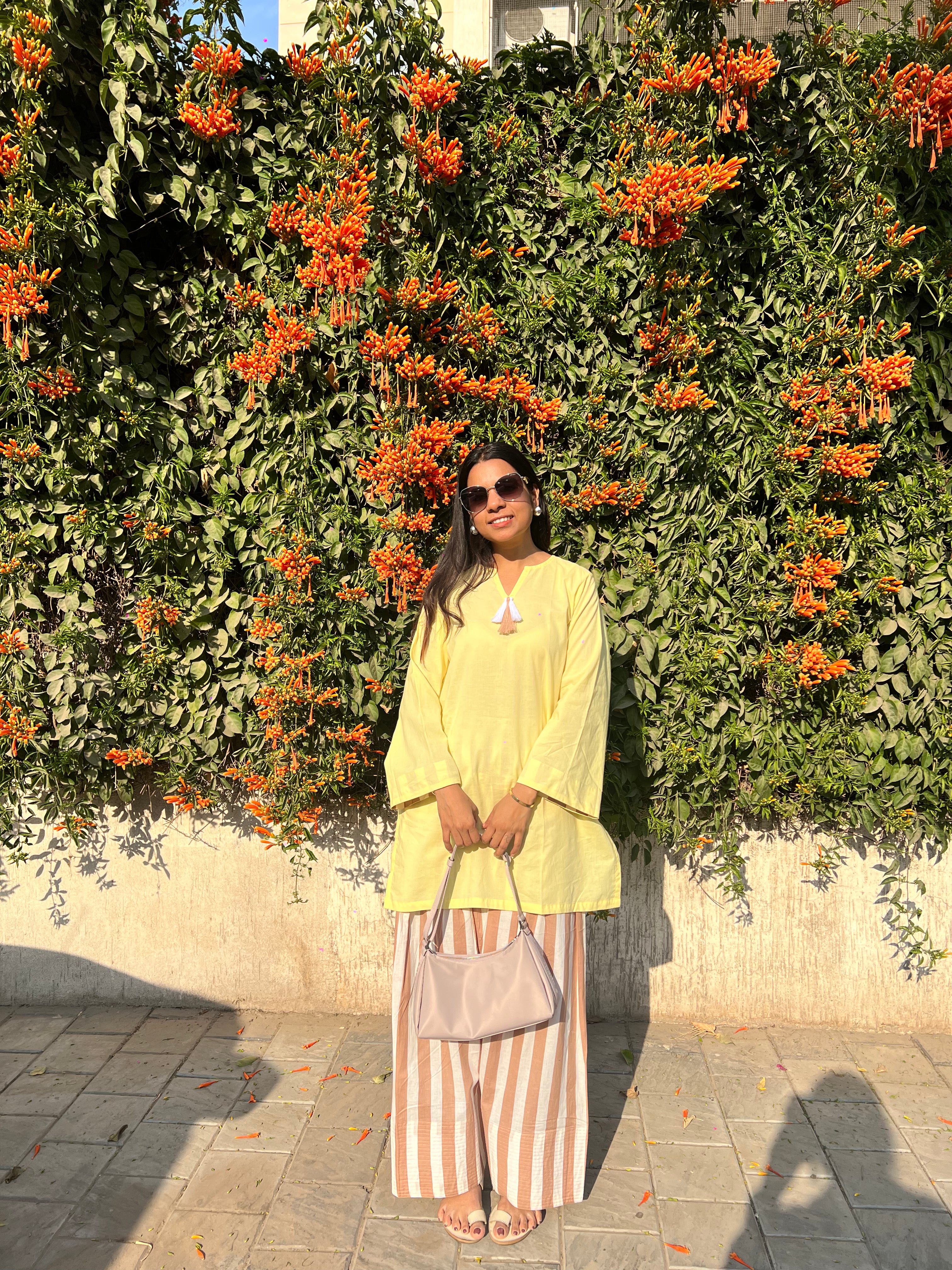 Yellow Kurta with Contrast Farshi Salwar Set