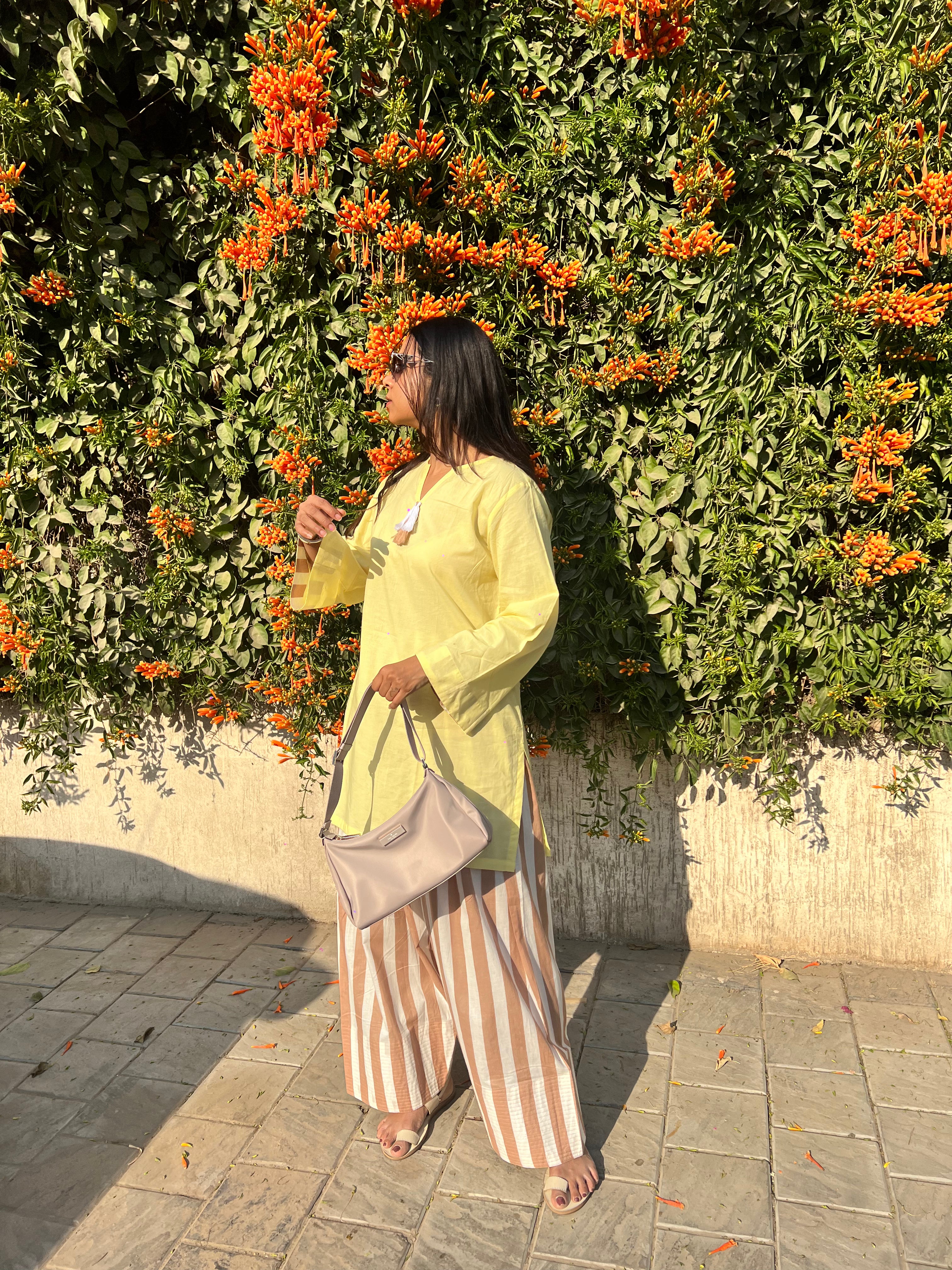 Yellow Kurta with Contrast Farshi Salwar Set