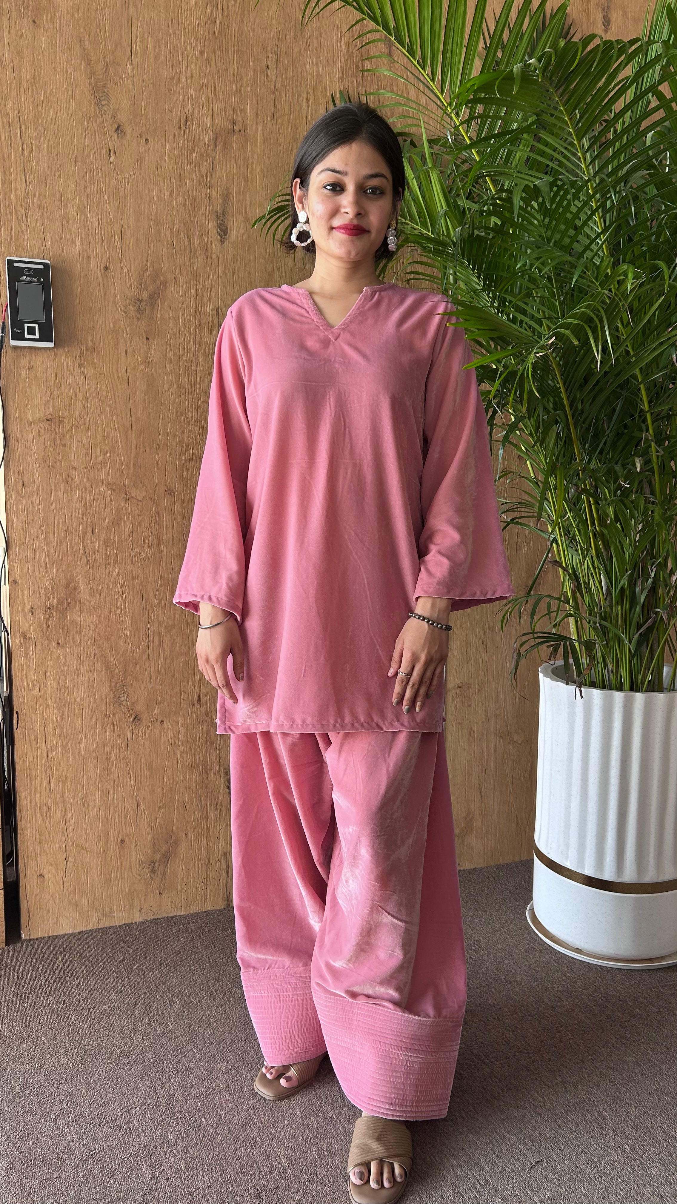 Blush Pink Velvet Farshi Salwar Set