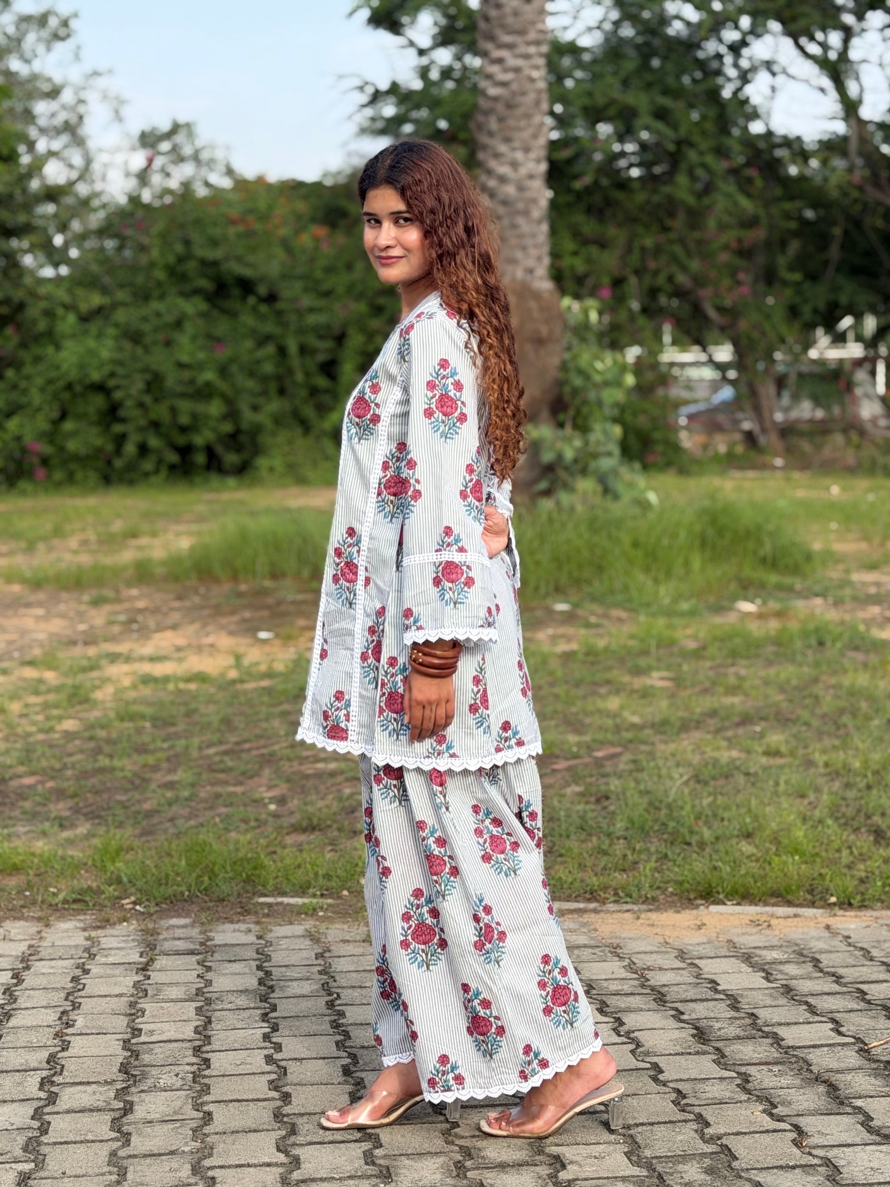 Grey palazzo farshi set