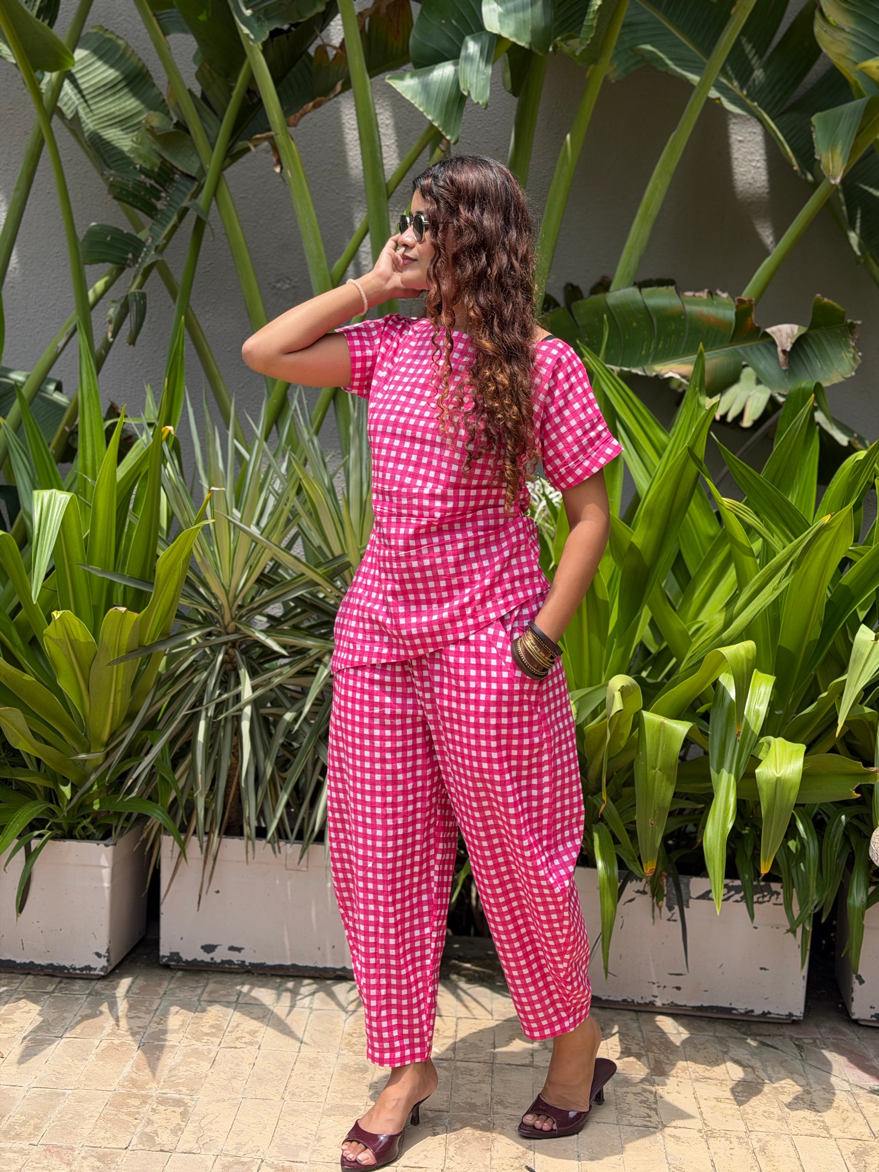 Pink Gingham Co Ord Set