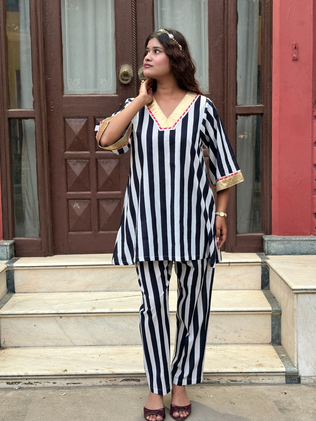 Festive Blue White stripe set