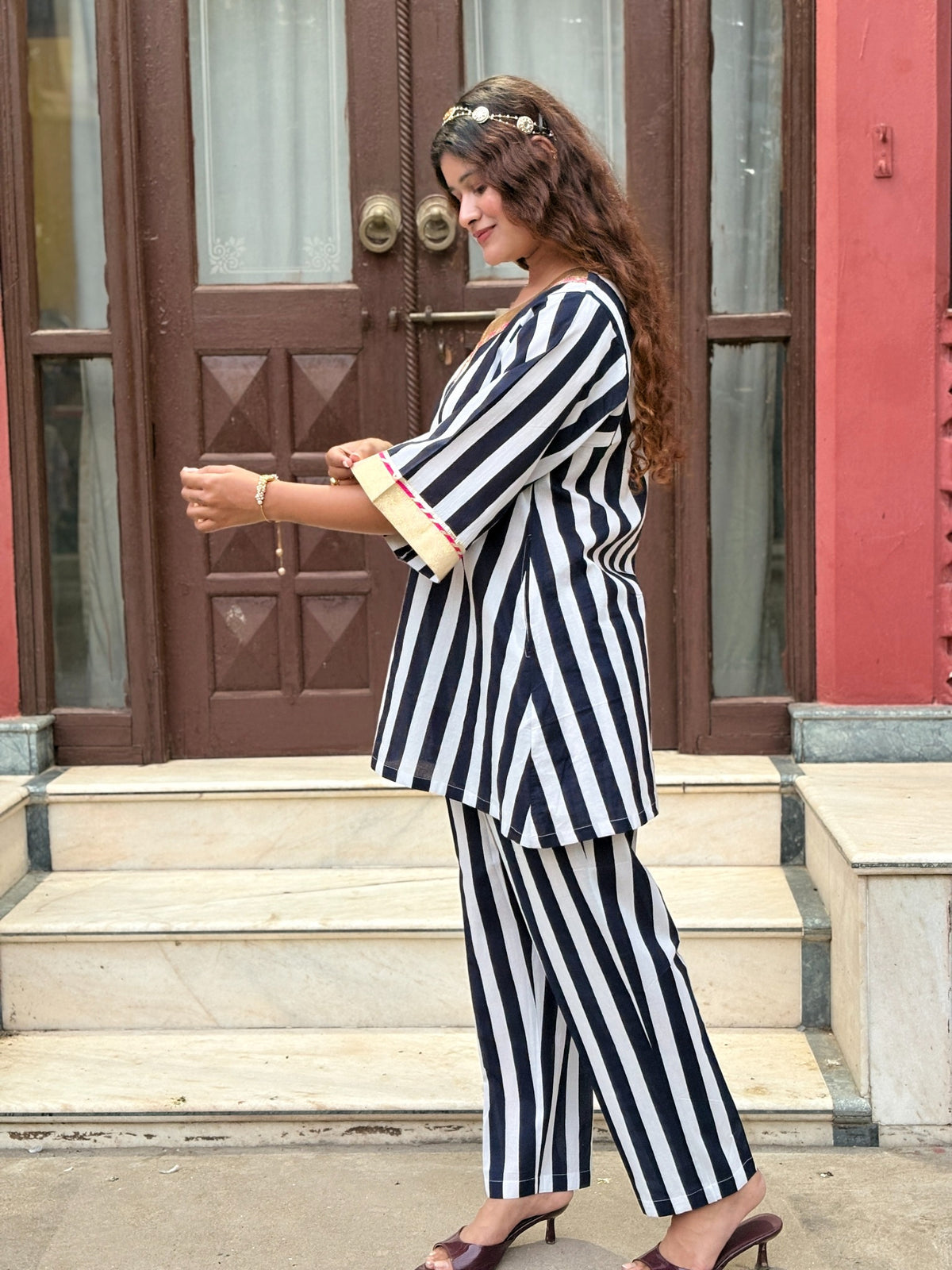 Festive Blue White stripe set