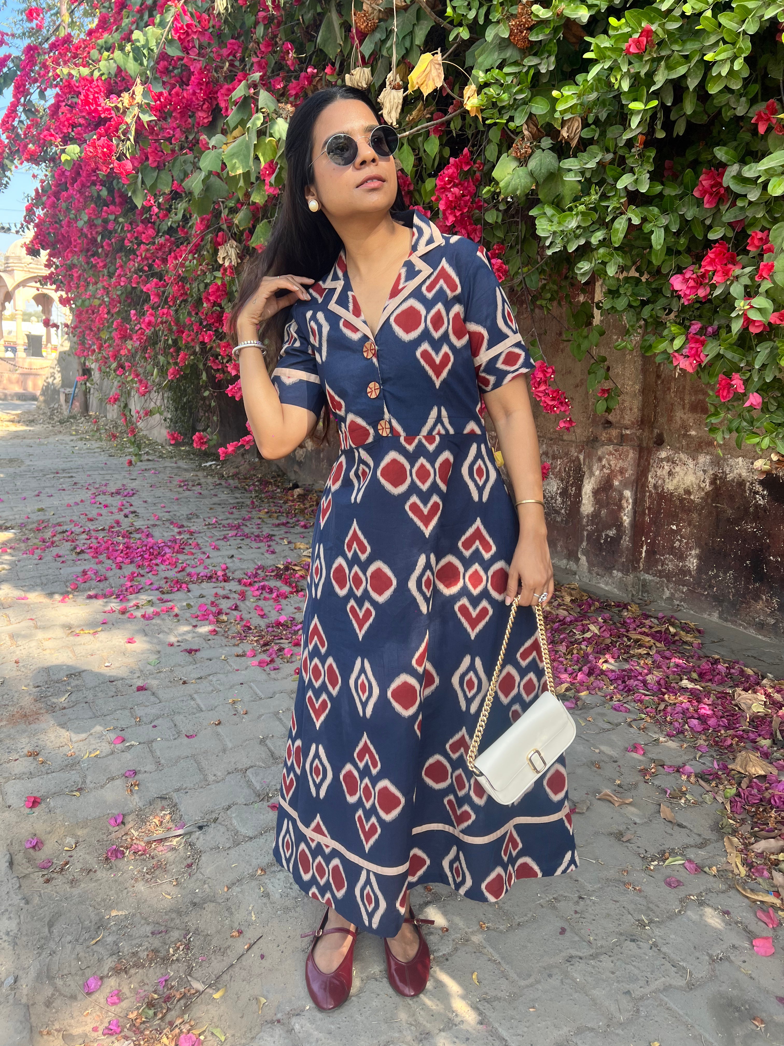 Ikat Fit Flared Dress