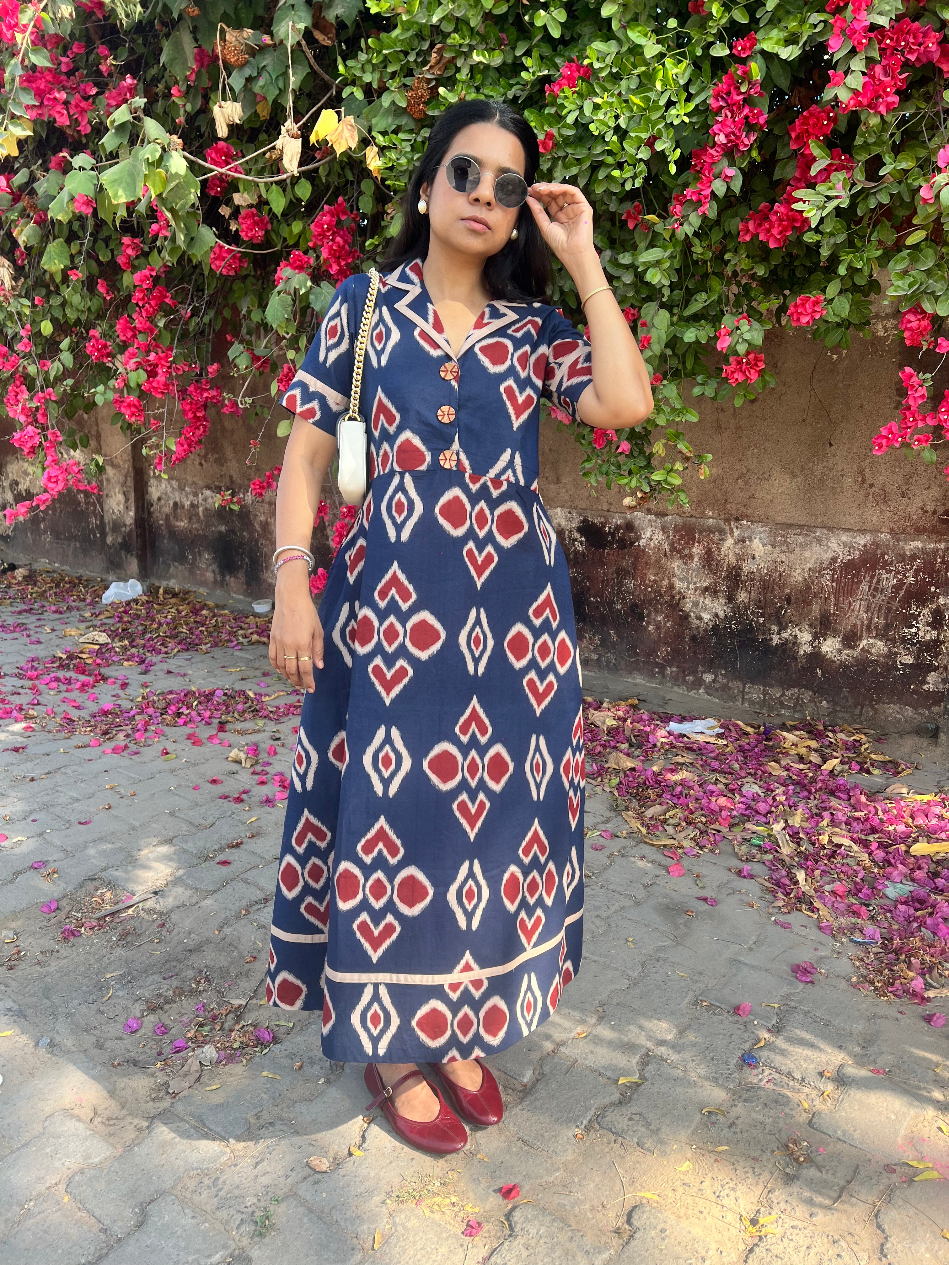 Ikat Fit Flared Dress