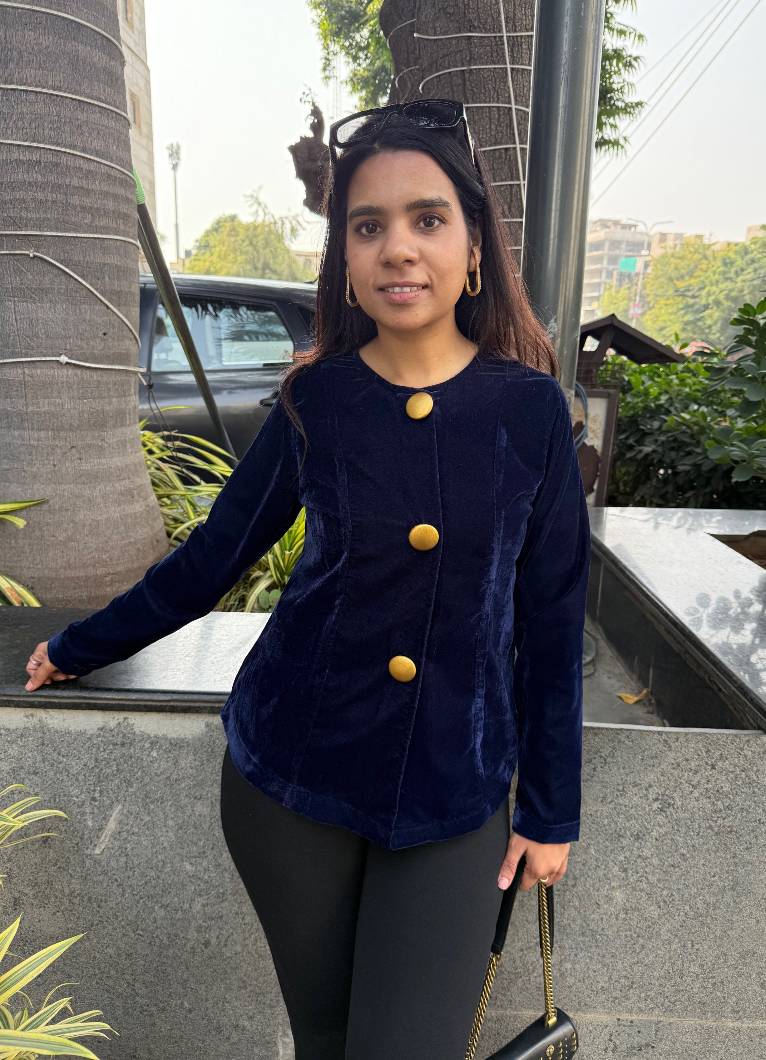 Velvet jacket Style Top - Blue