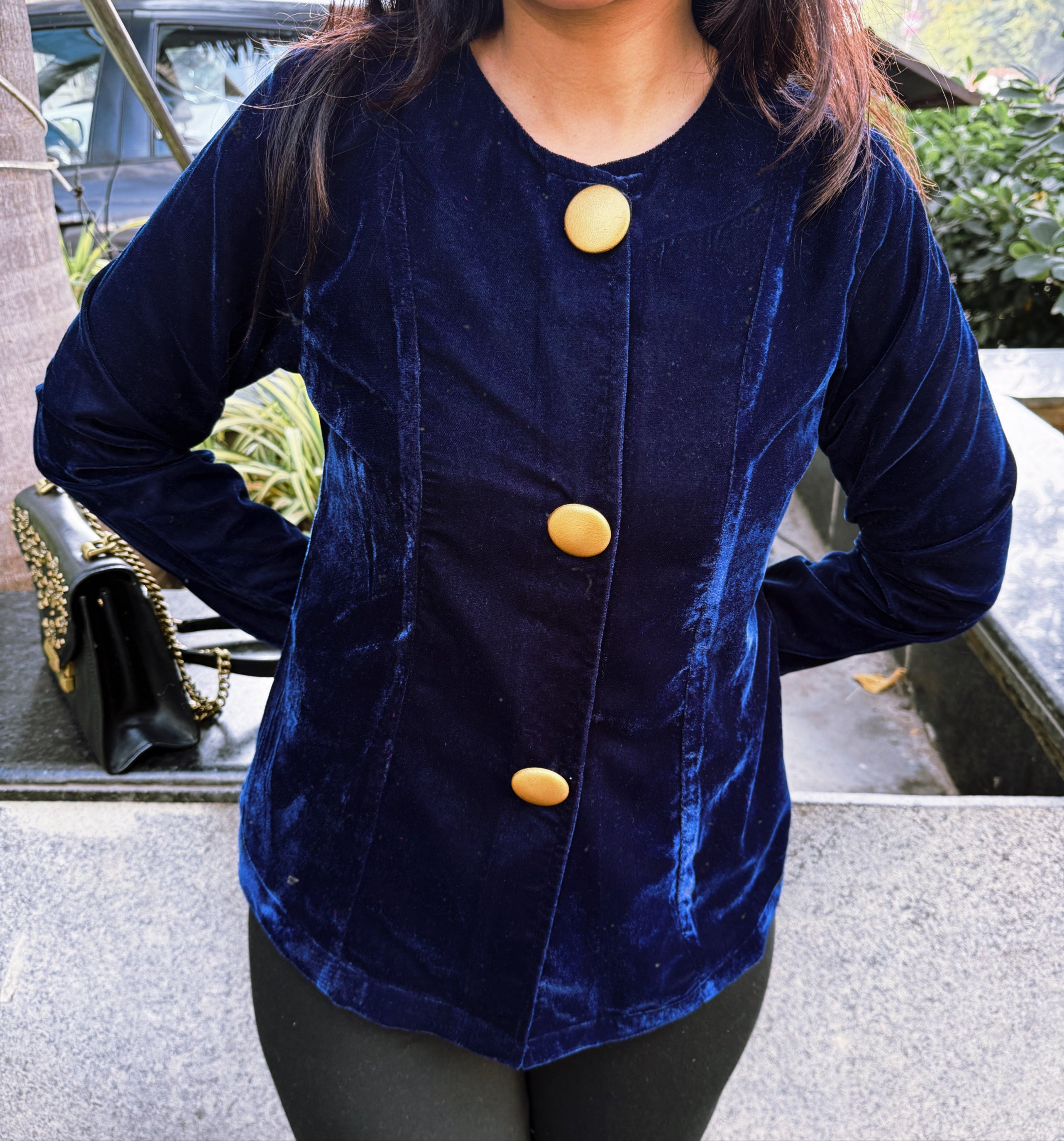 Velvet jacket Style Top - Blue
