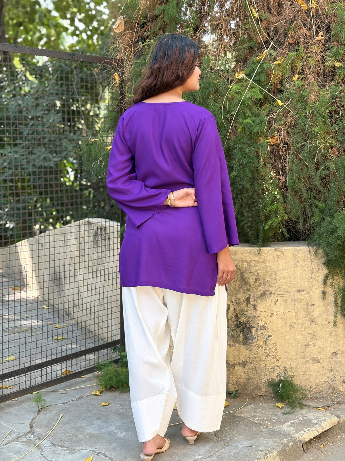 Purple off white Rayon contrast Farshi set