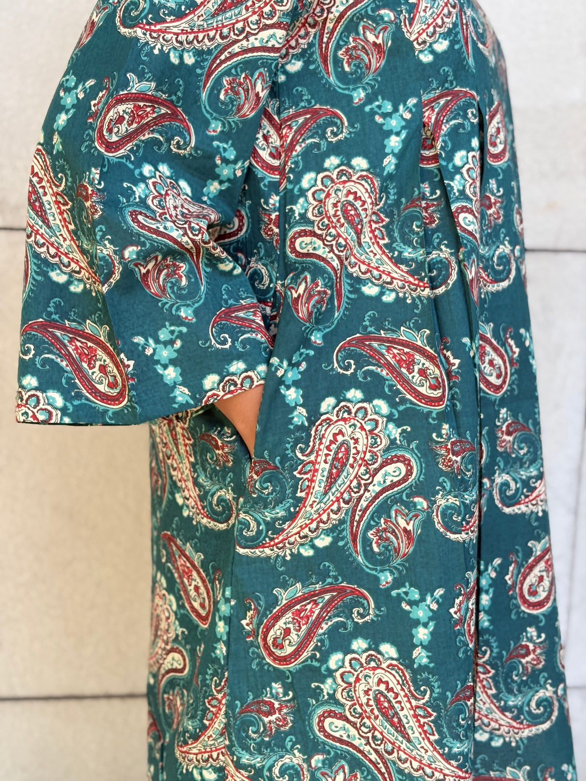 Teal Paisley Balloon Salwar Kurta Set
