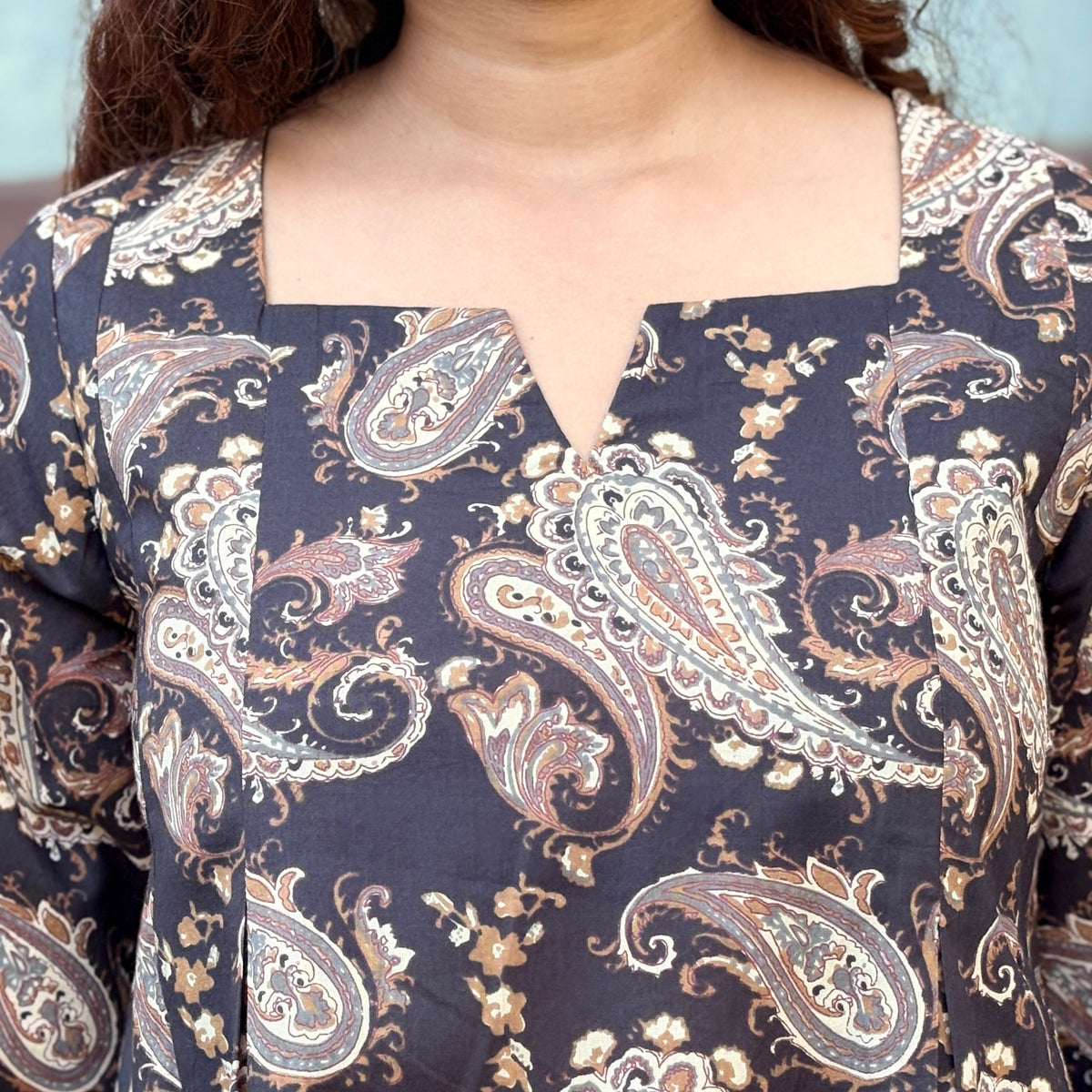 Black Paisley Balloon Salwar Kurta Set