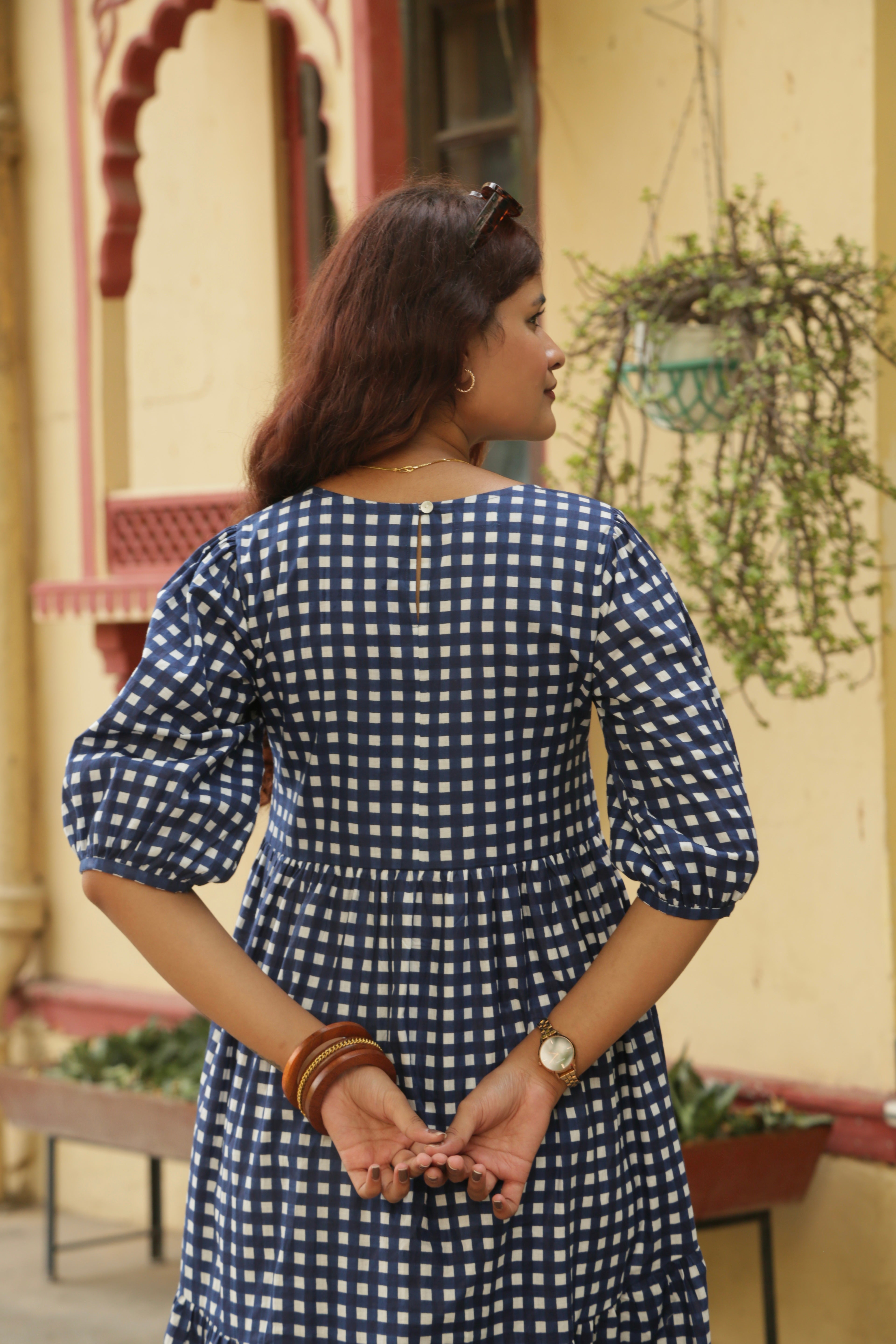 Blue Gingham Loose fit Dress