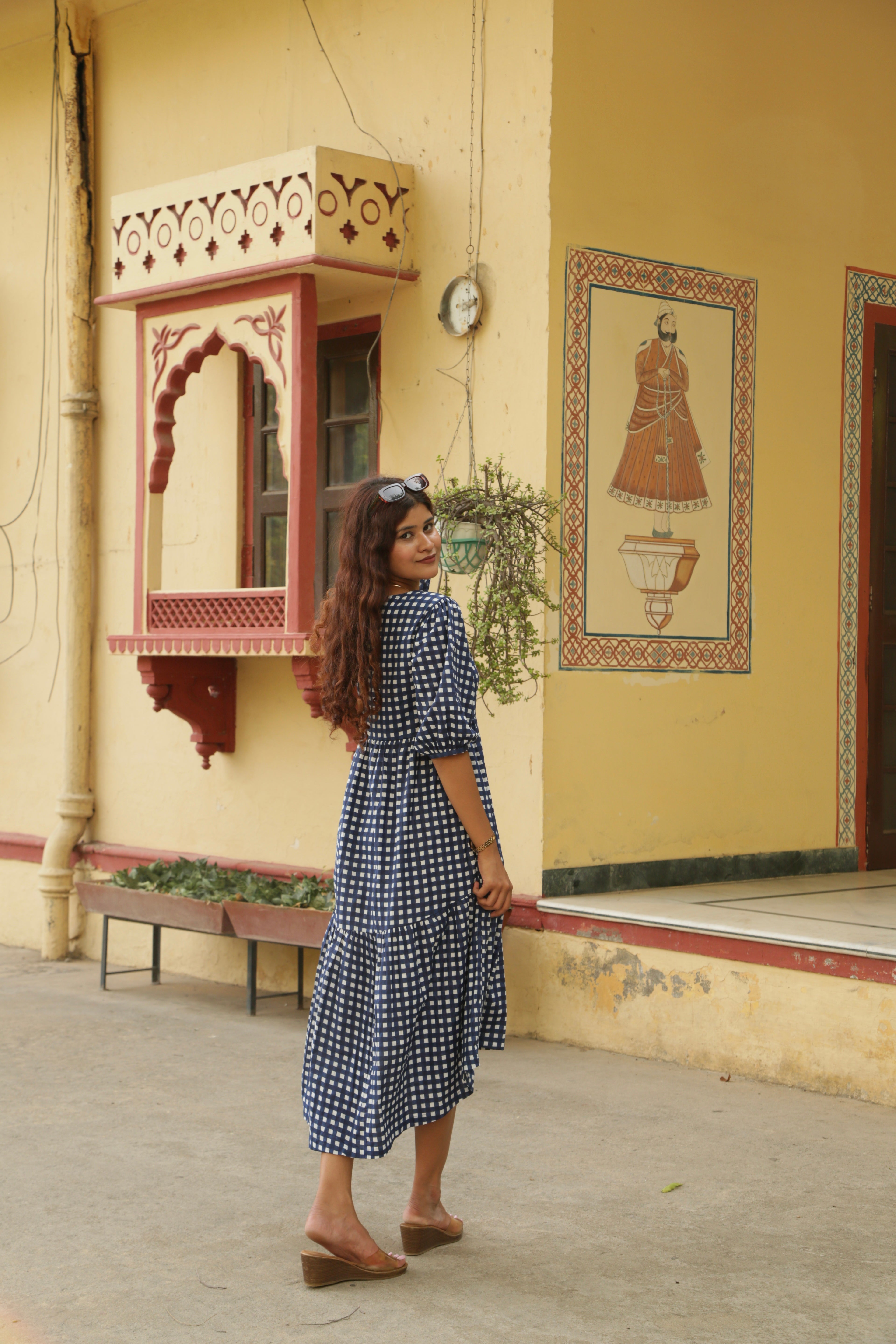 Blue Gingham Loose fit Dress