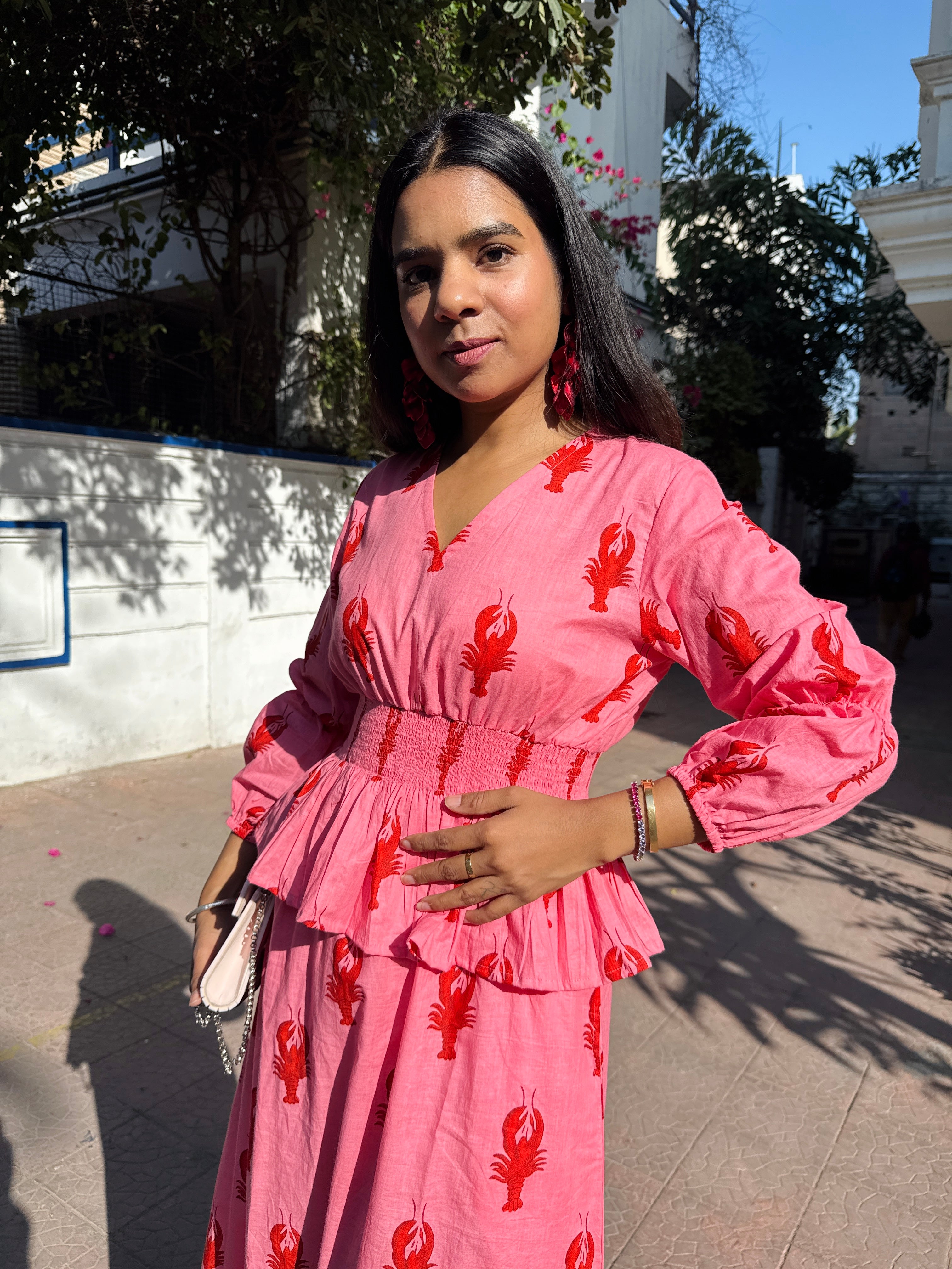 Lobster Elasticated Peplum Dress