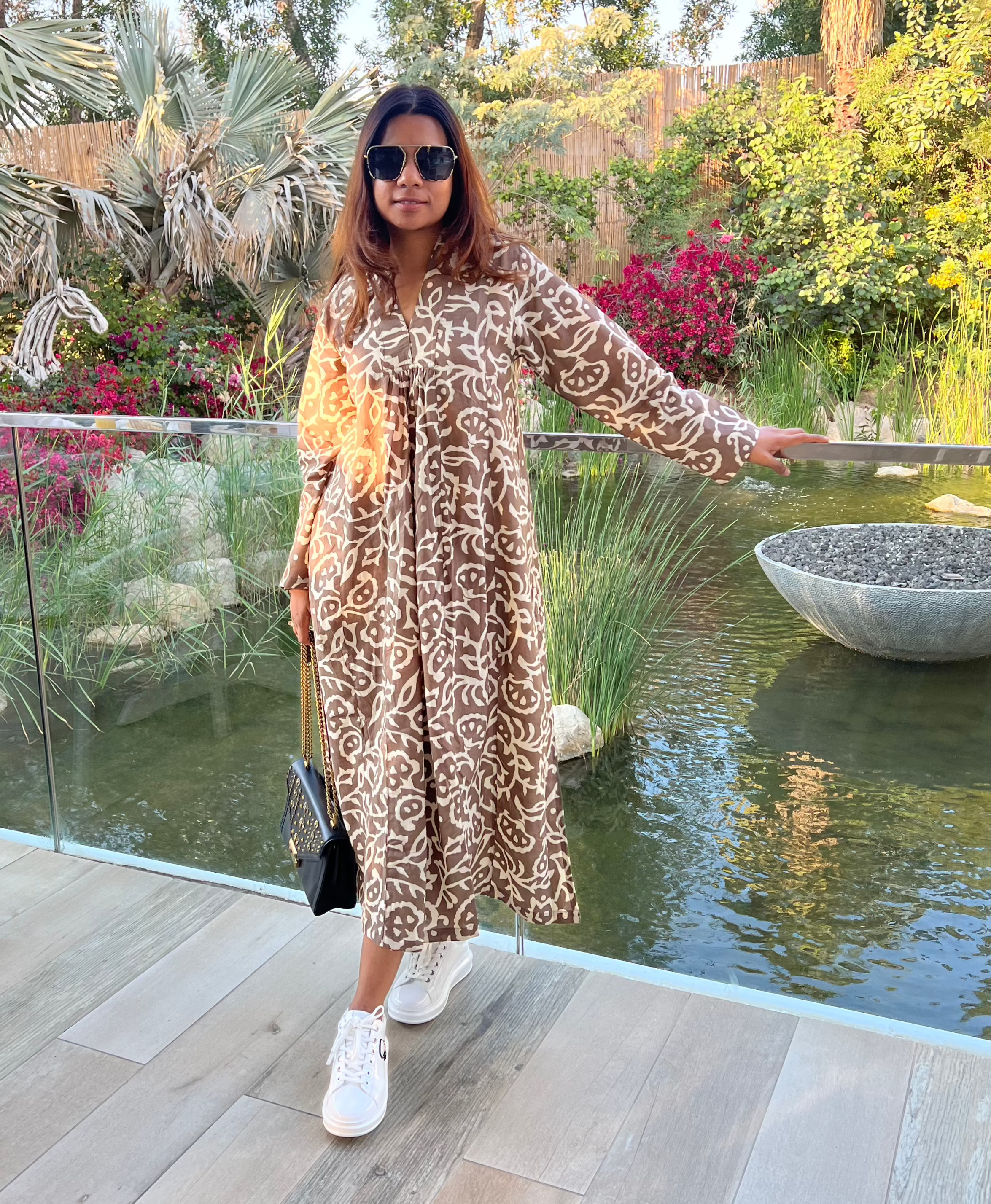 Nude Floral Day Dress
