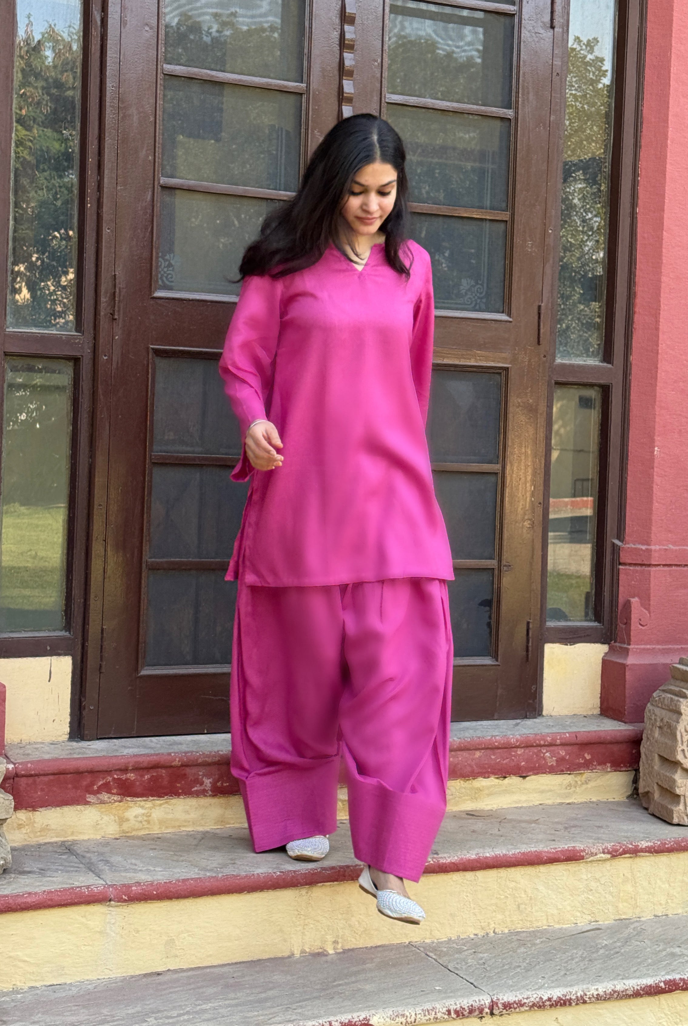 Pink Solid Farshi Salwar Set