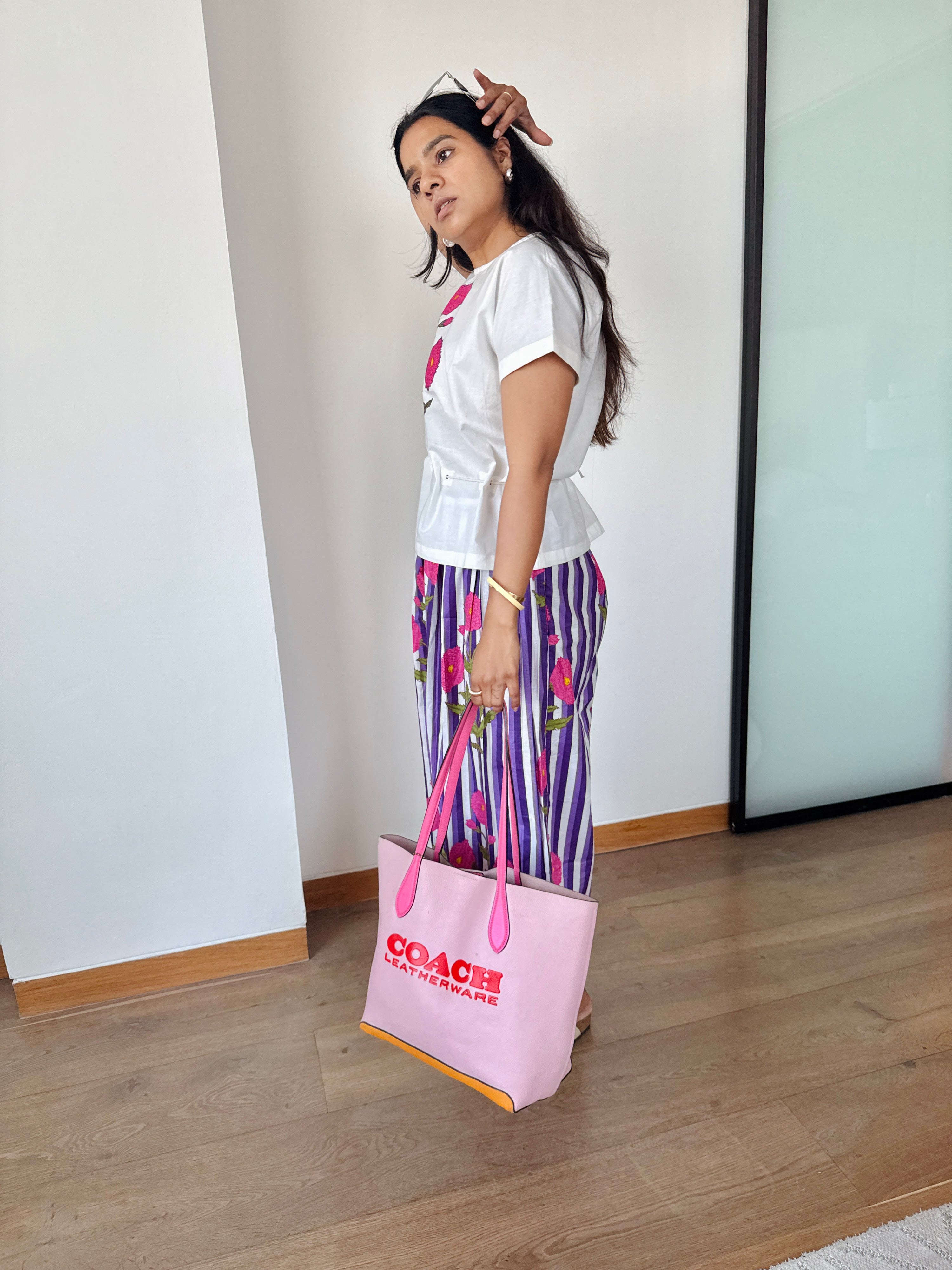 Baaori Pink Purple Patch Work Top & Culotte Pants