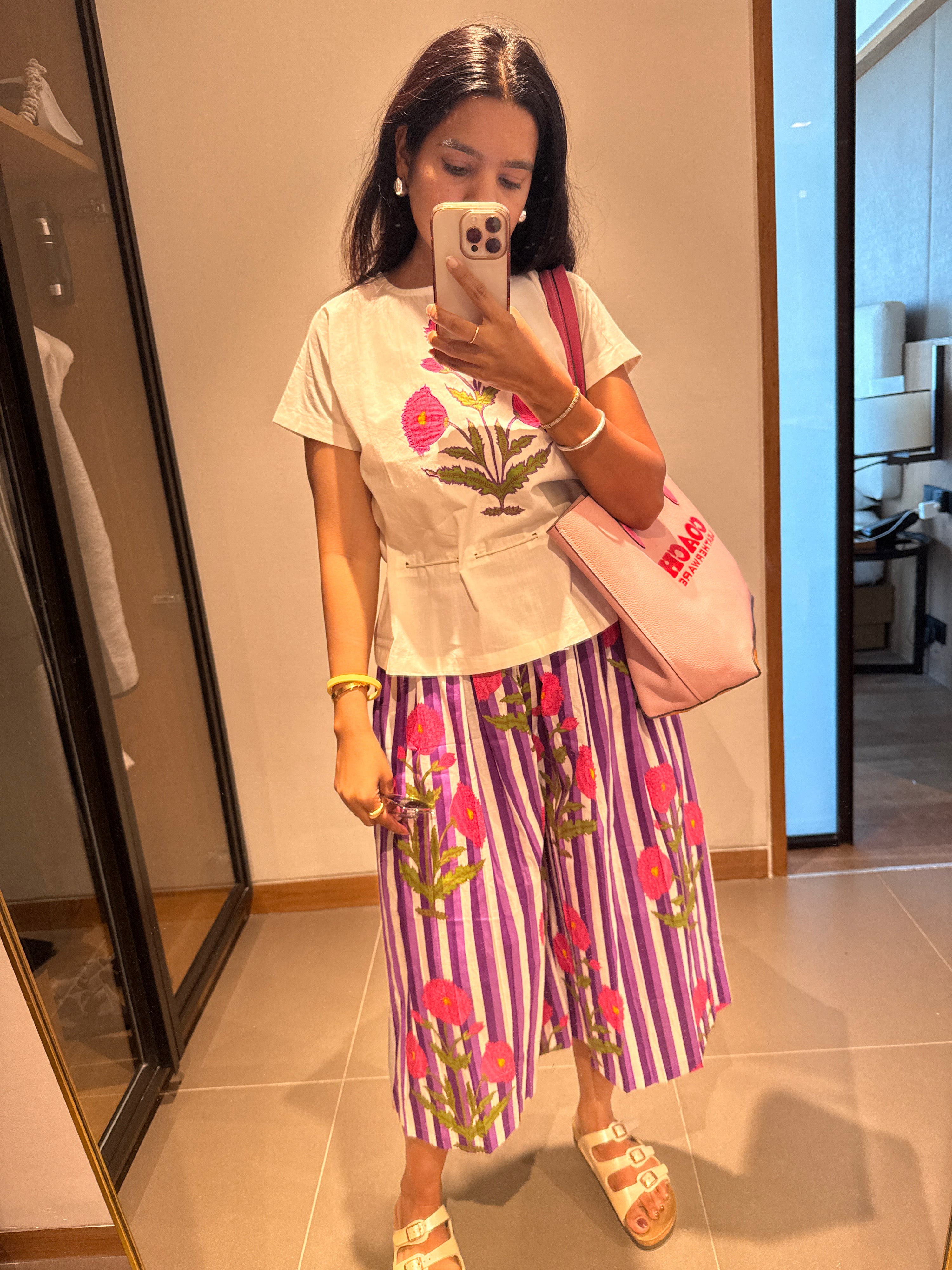 Baaori Pink Purple Patch Work Top & Culotte Pants