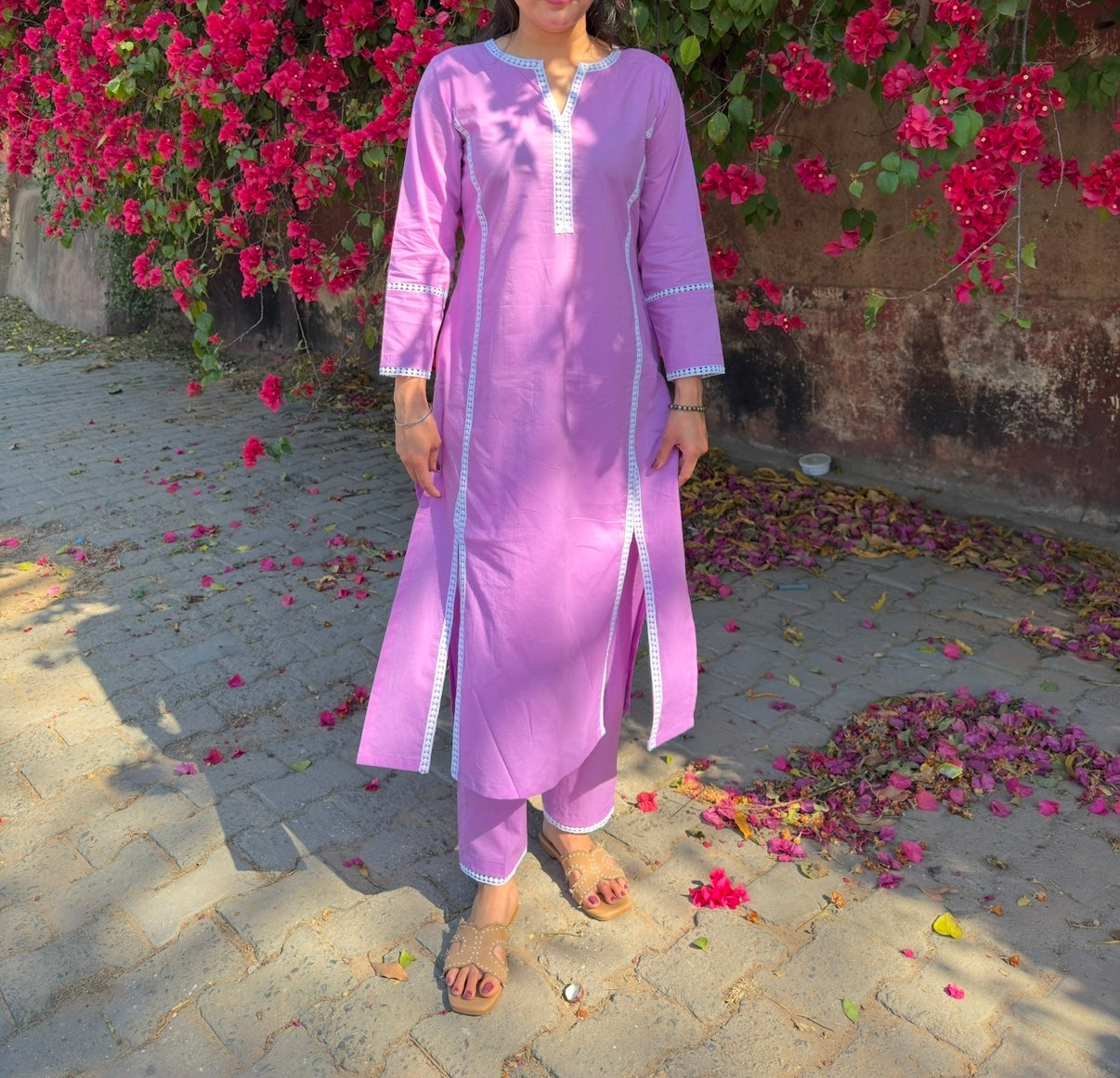 Lavender Lace kurta set