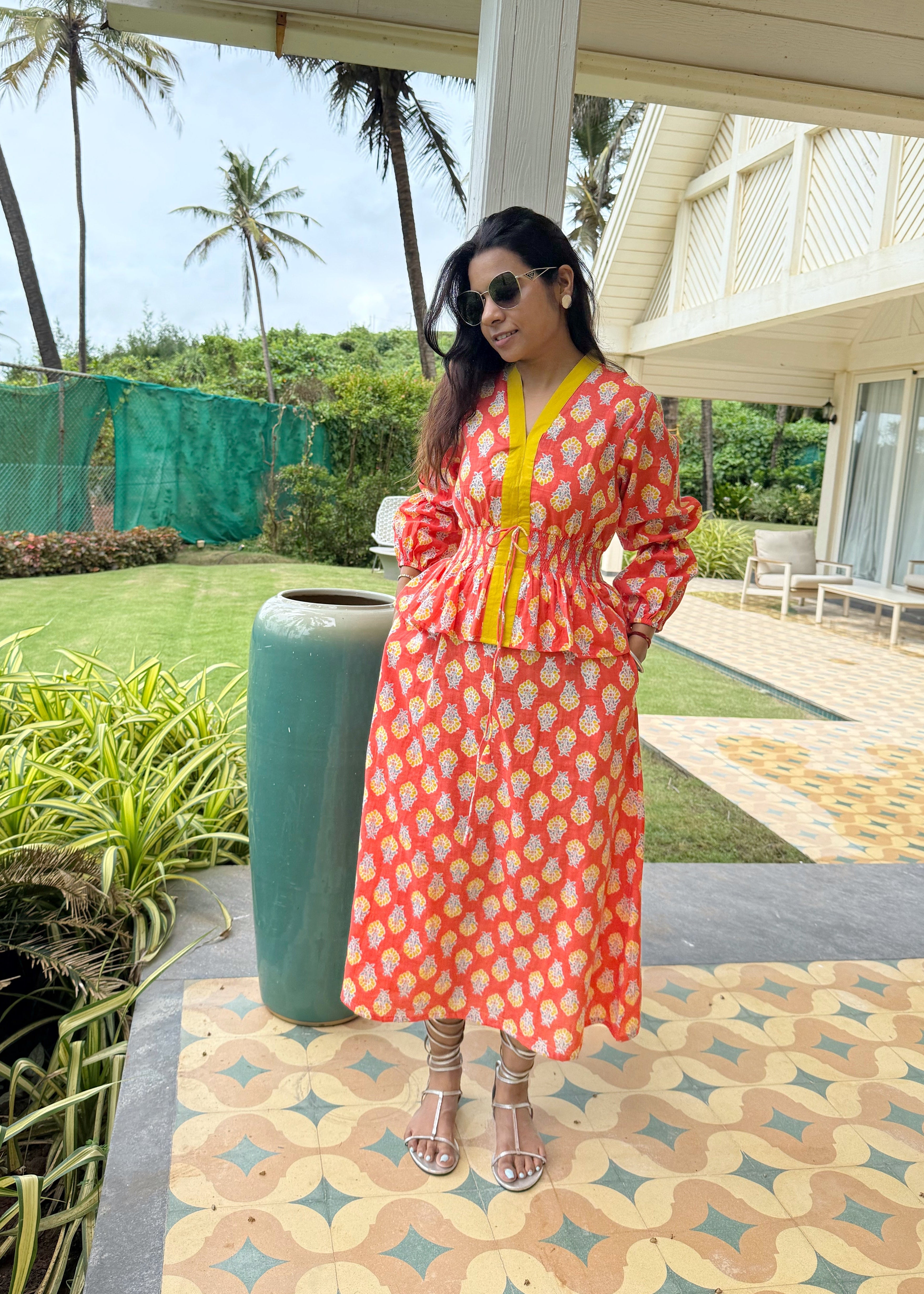 Coral Elasticated Dress