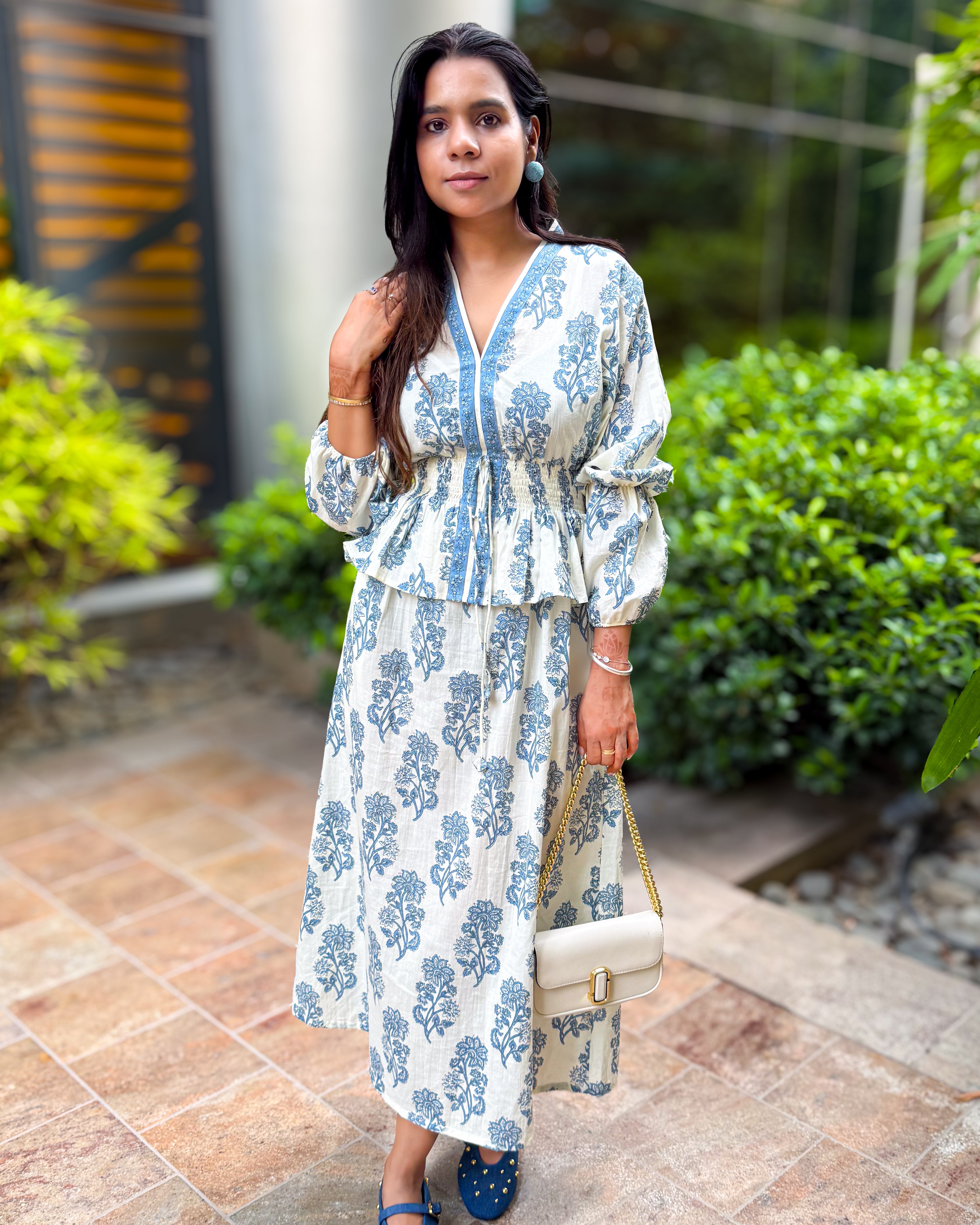 Hand-blocked Elasticated Long Dress