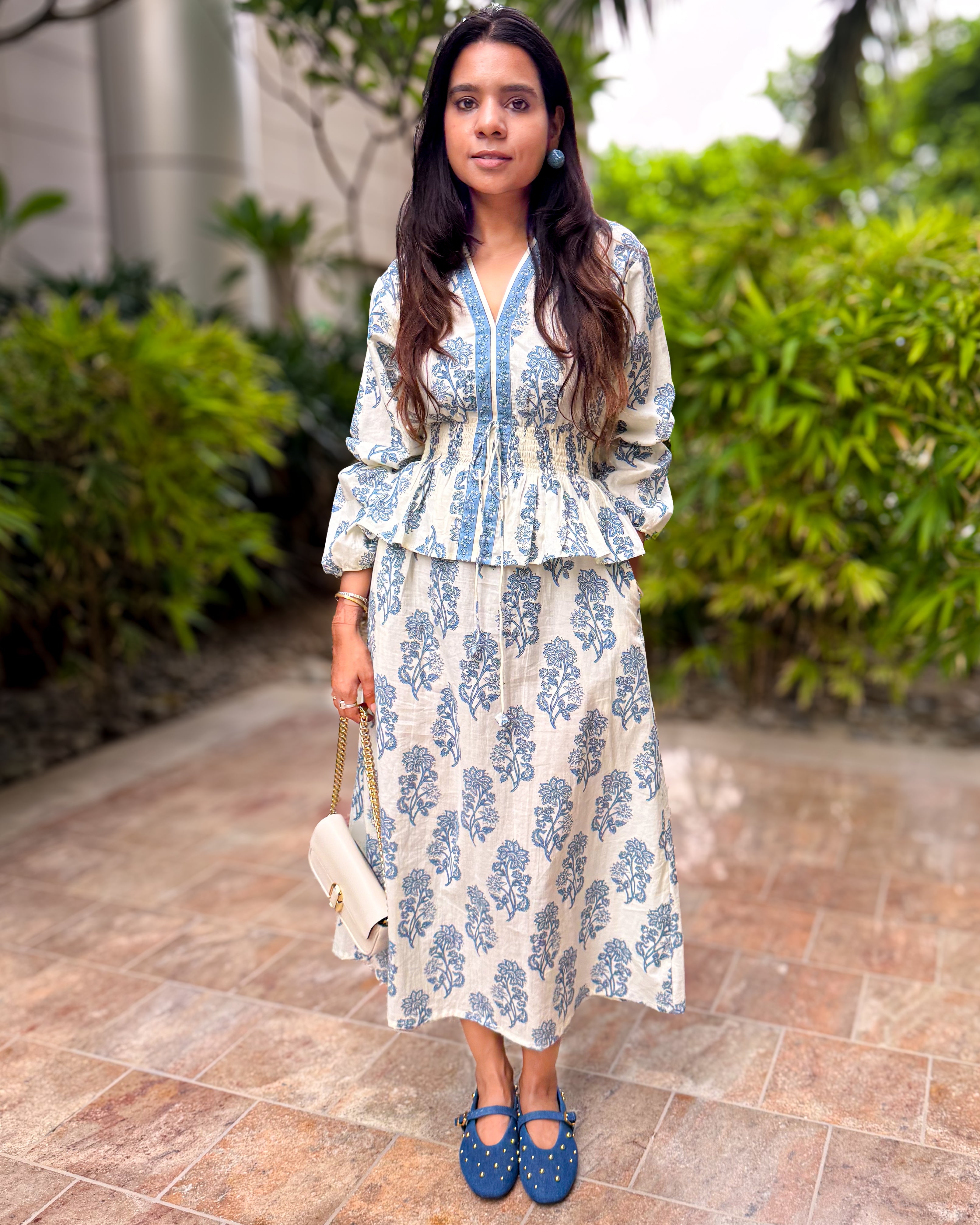 Hand-blocked Elasticated Long Dress