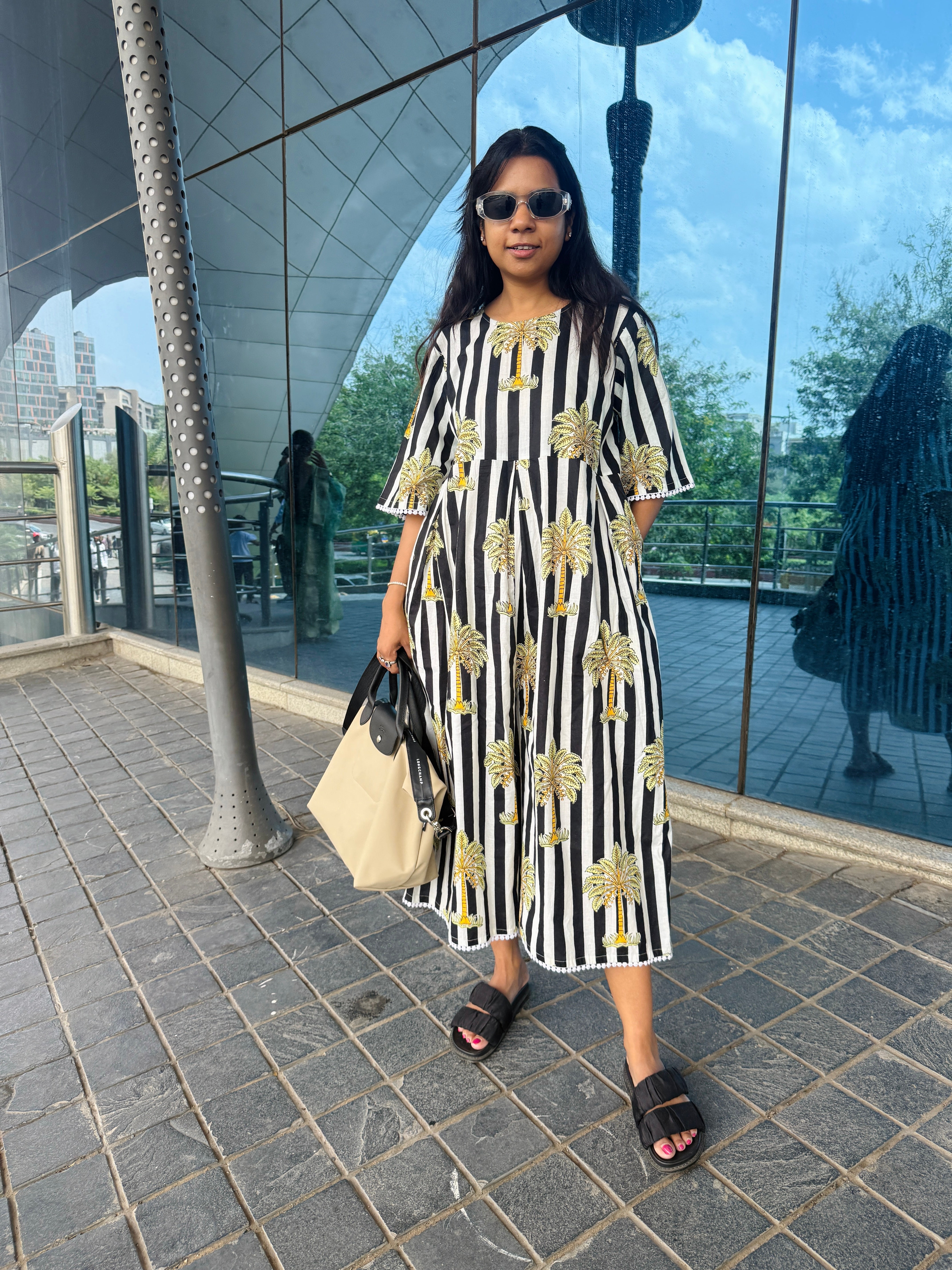 Palm Tree striped Jumpsuit