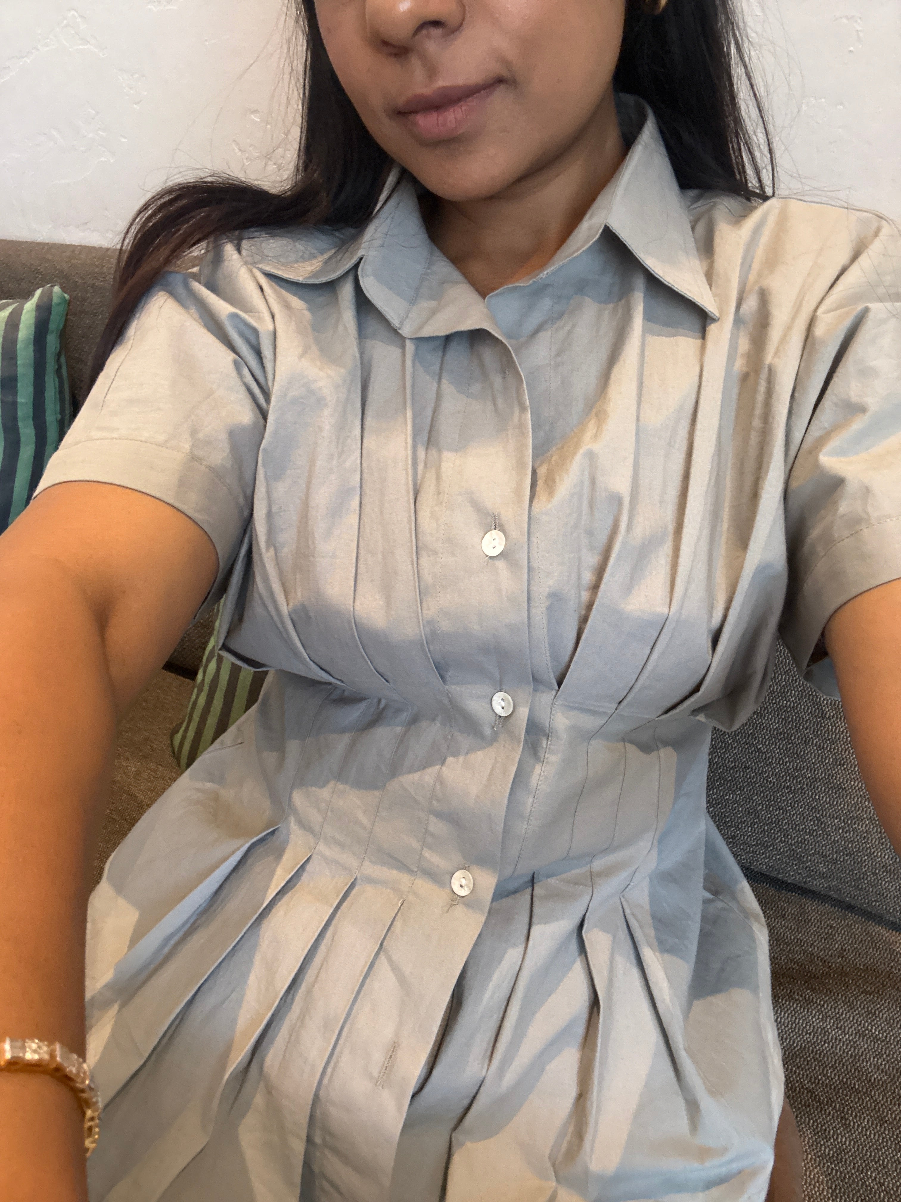 Grey Poplin Fitted waist shirt