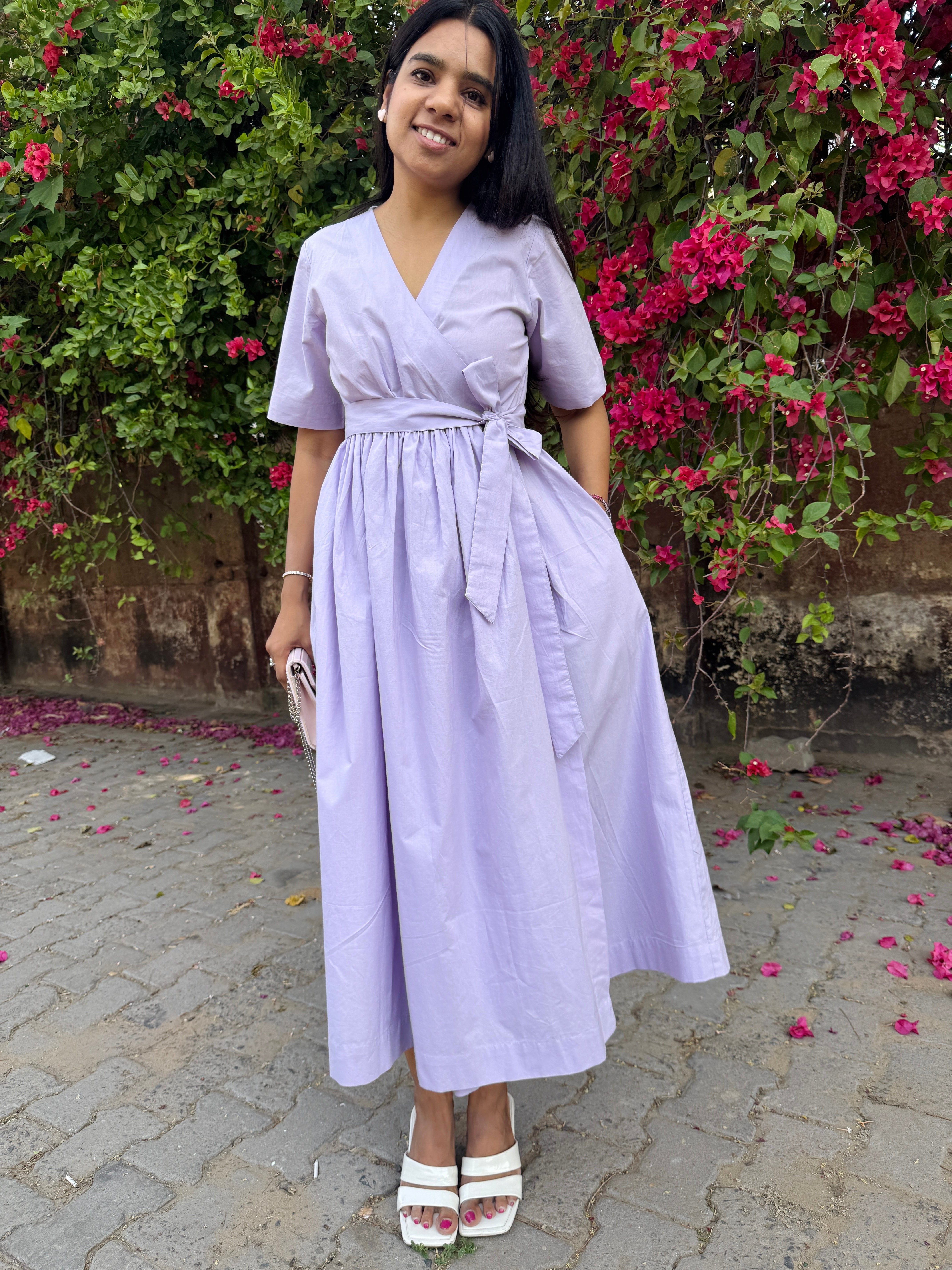 Purple Poplin Wrap Dress