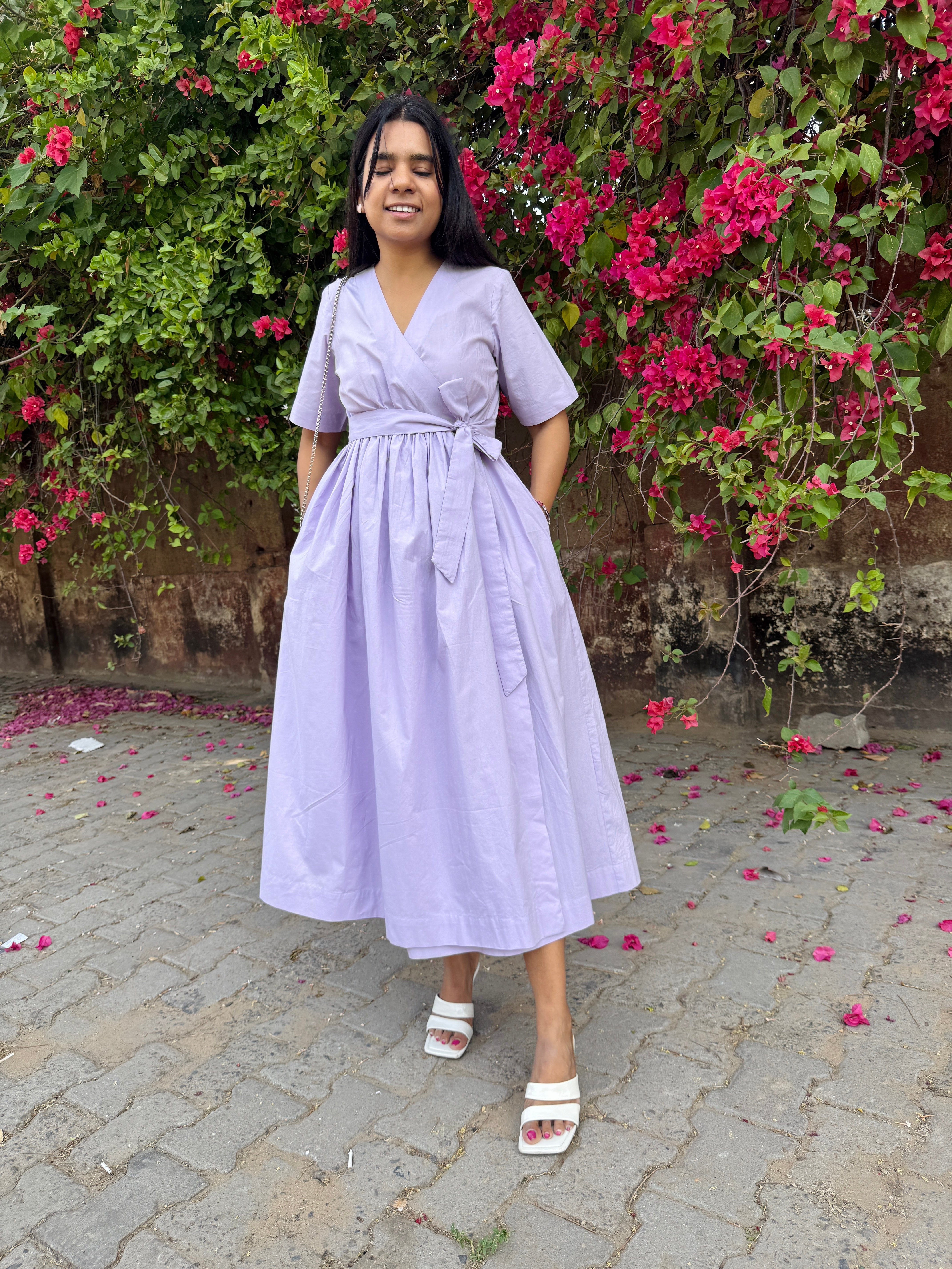 Purple Poplin Wrap Dress