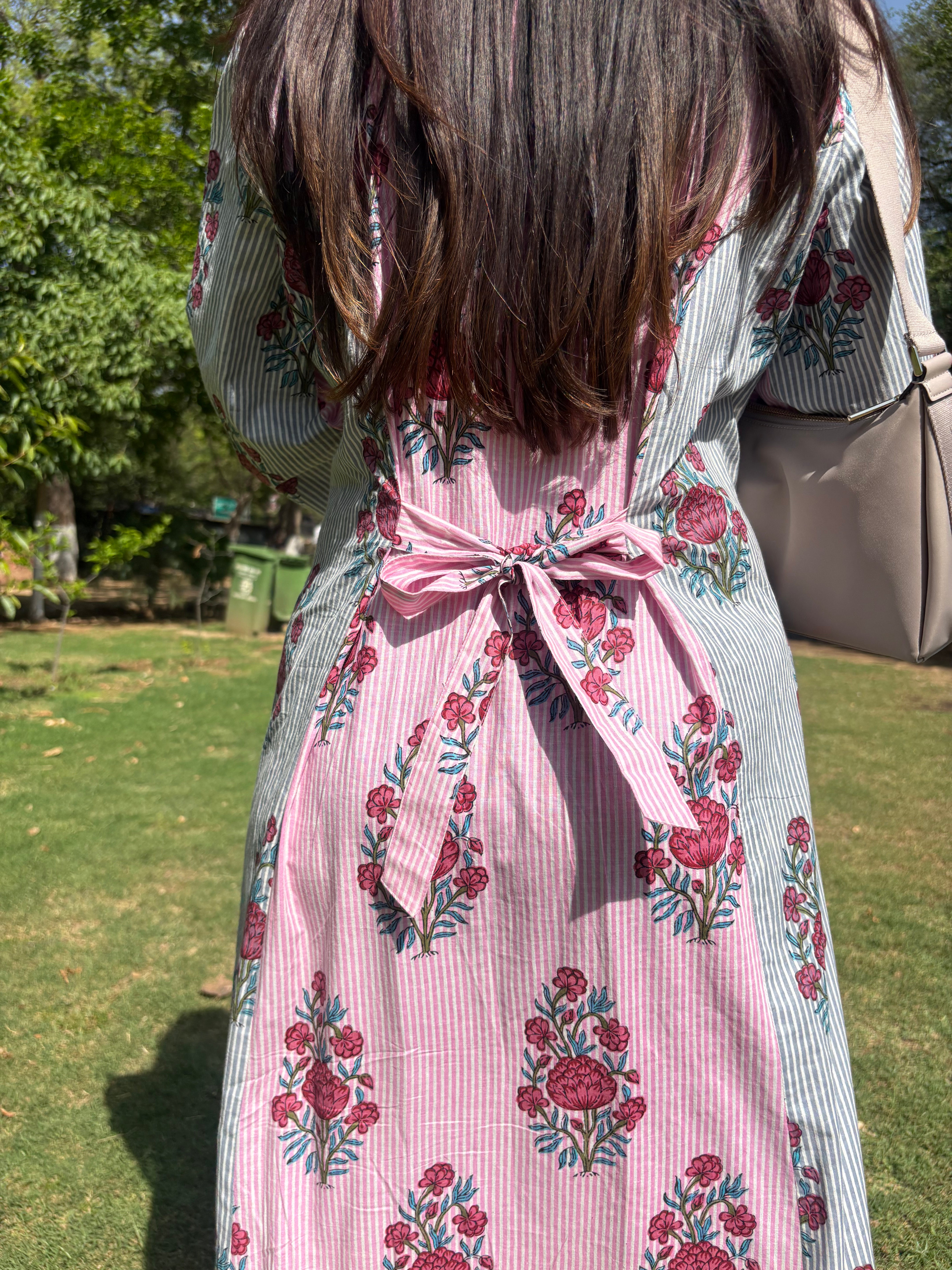 Two Toned Striped Printed Dress