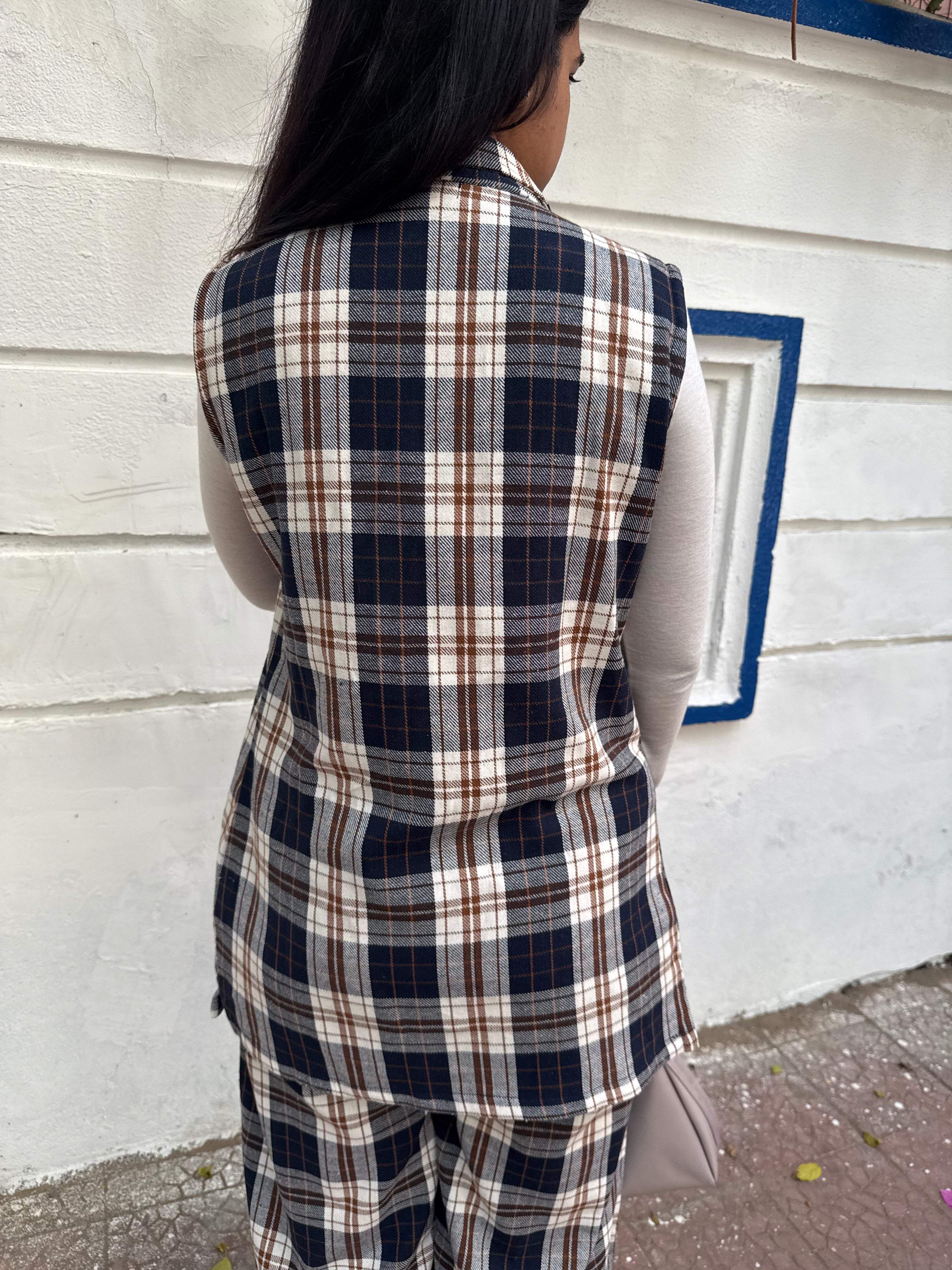 Cotswool Plaid Co Ord Set -Blue