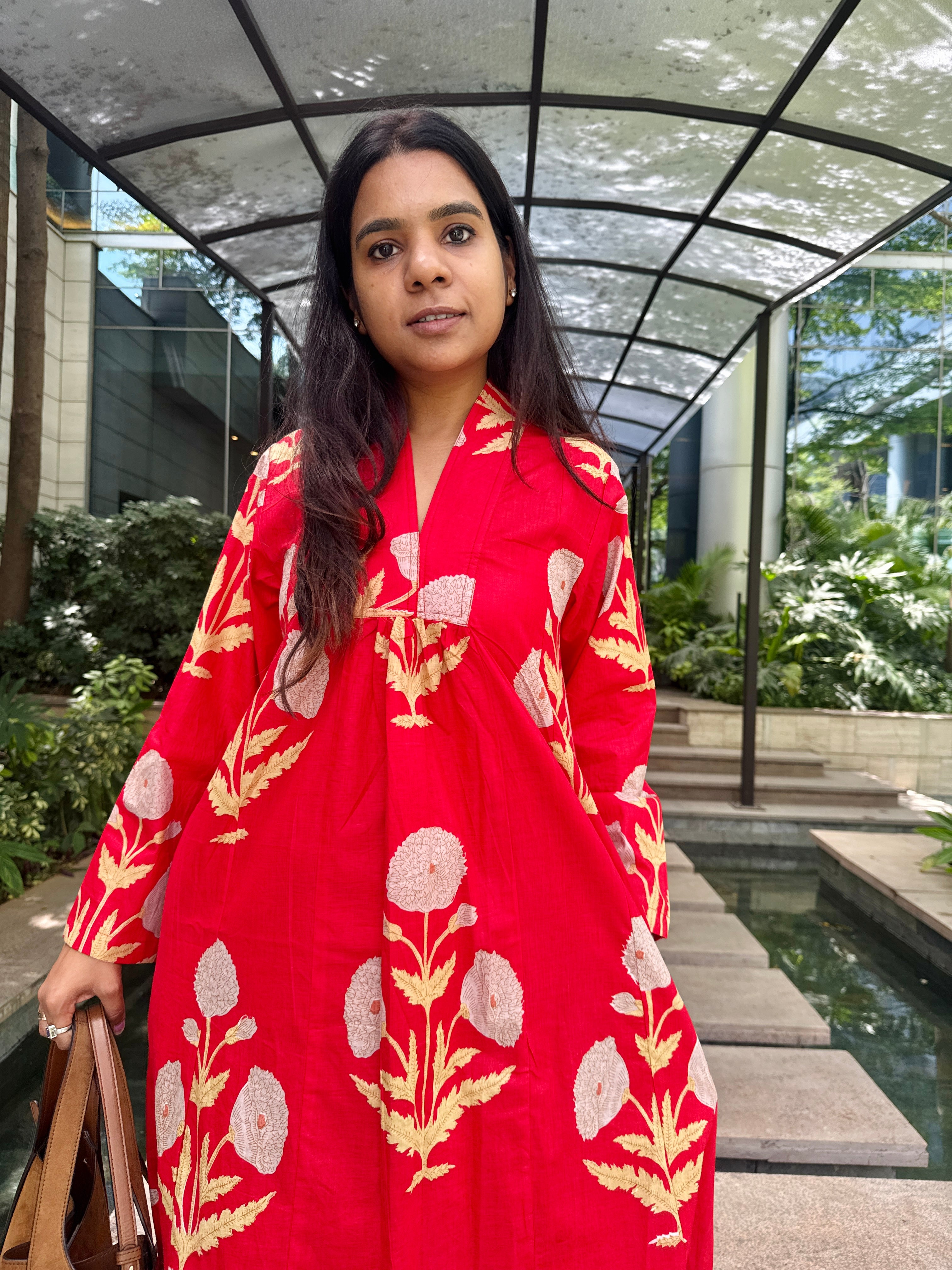 Red Buta Day Dress