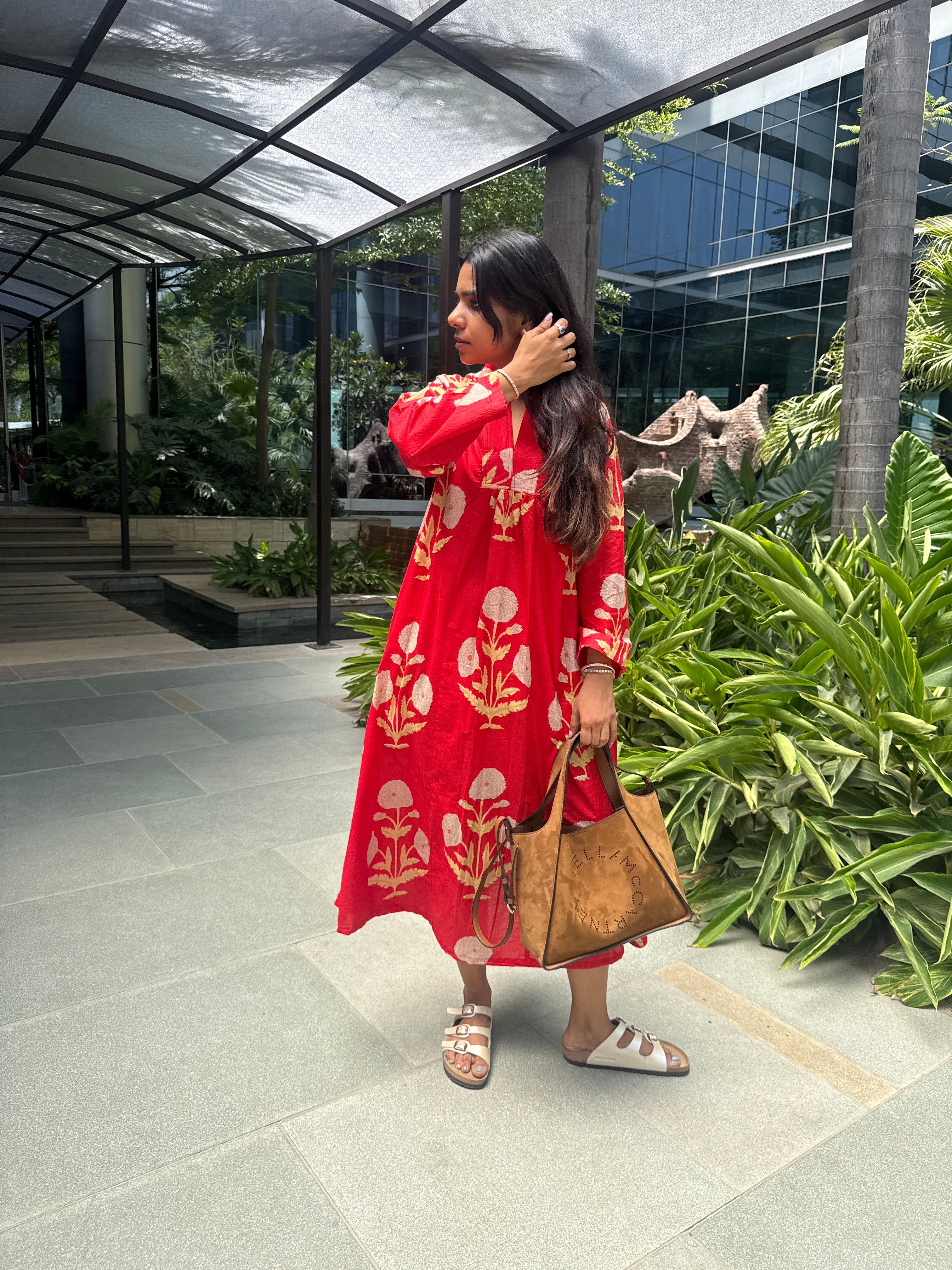 Red Buta Day Dress