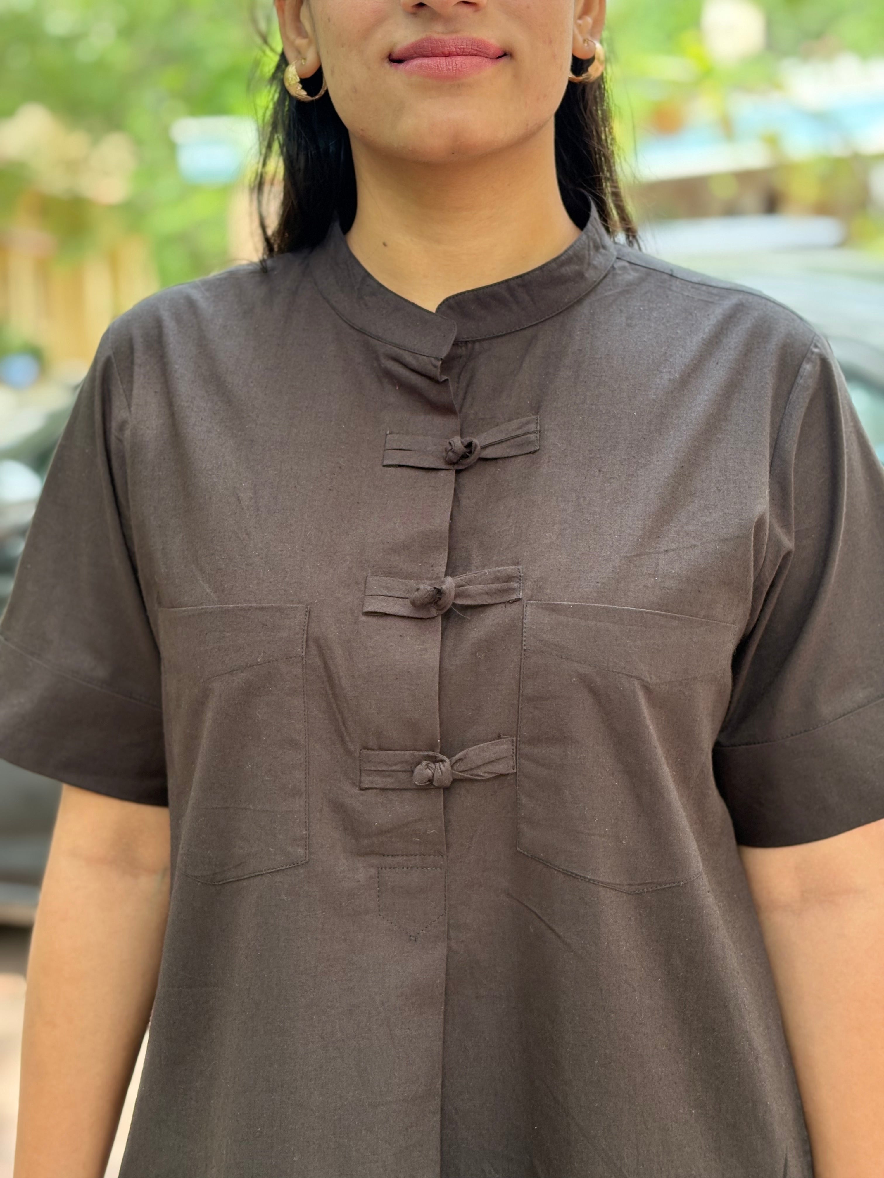 Black Mandarin Collar Co-Ord Set