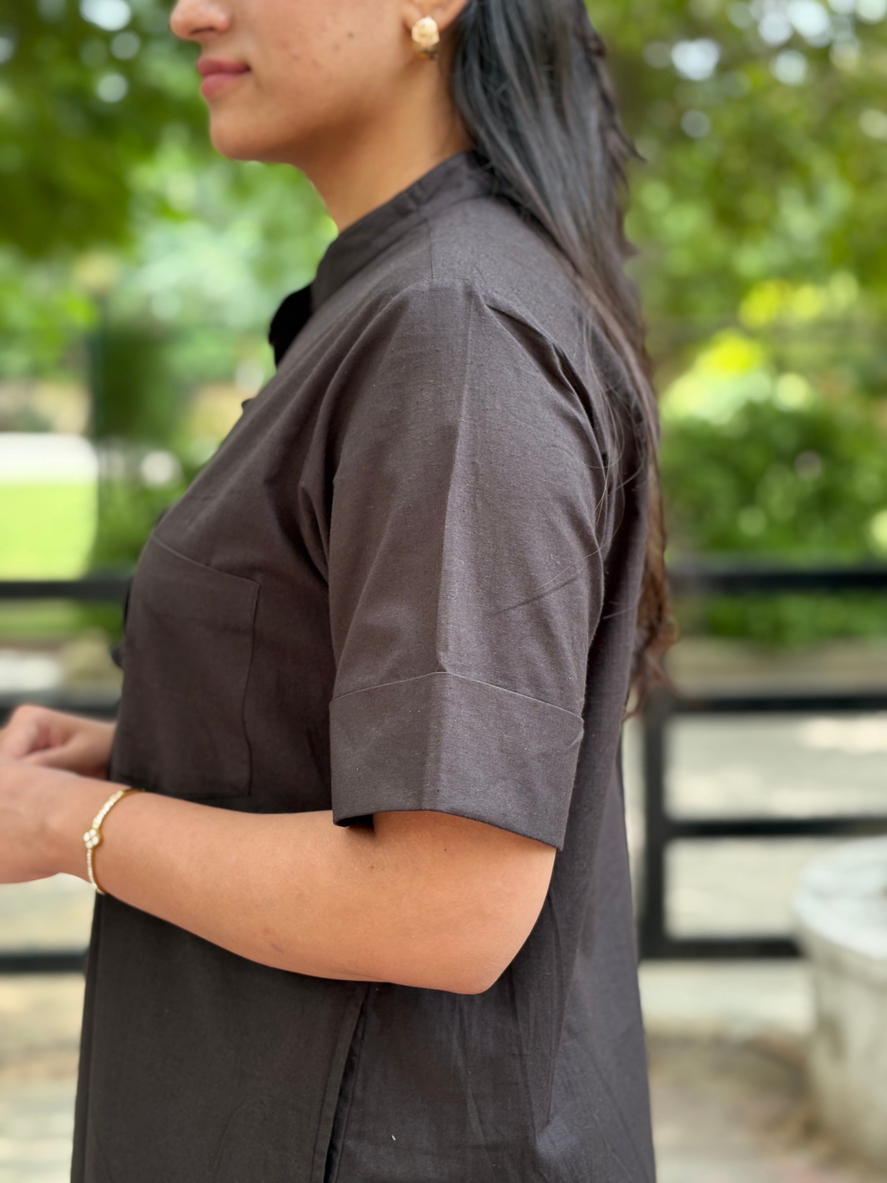 Black Mandarin Collar Co-Ord Set