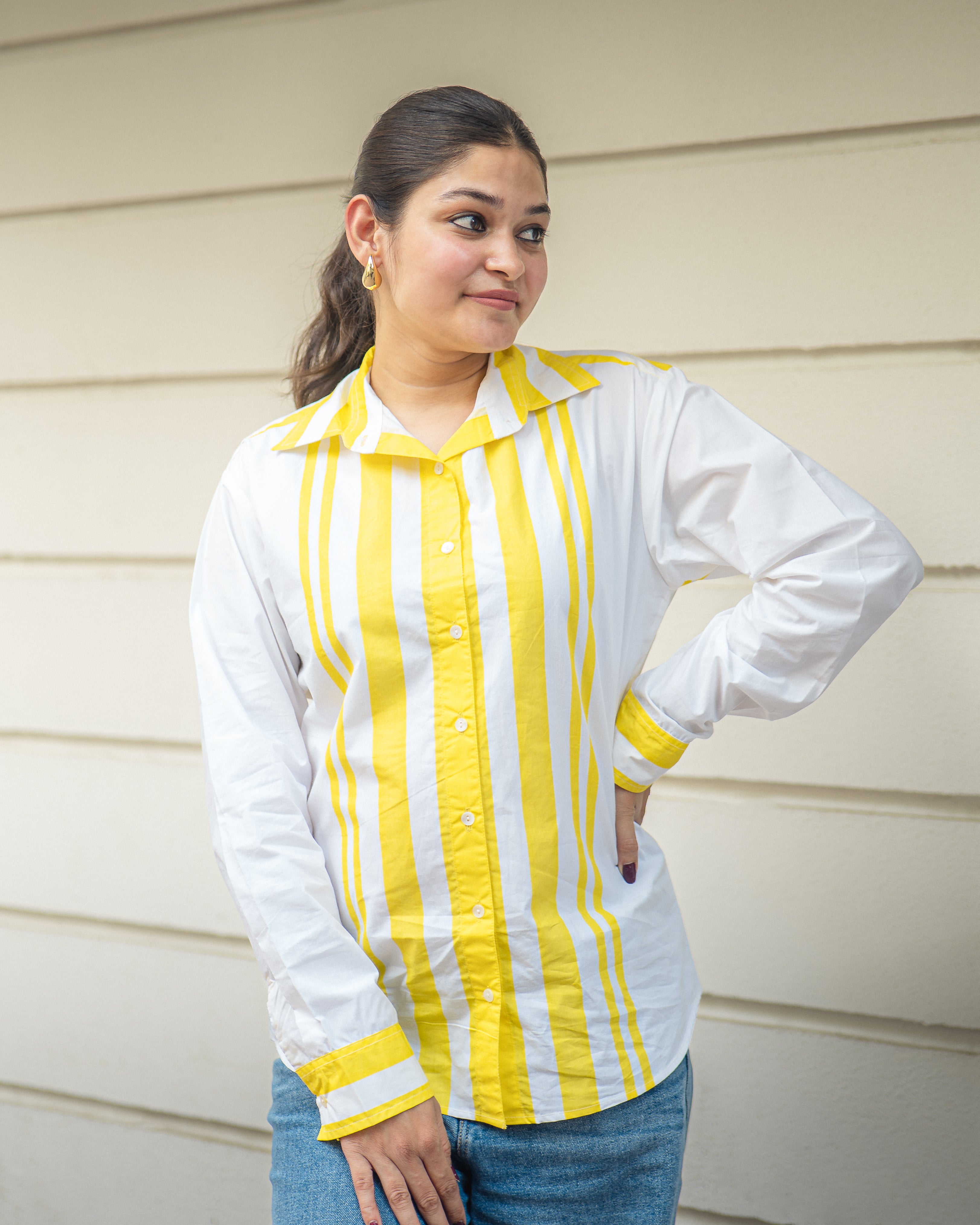 Yellow Striped Poplin Shirt