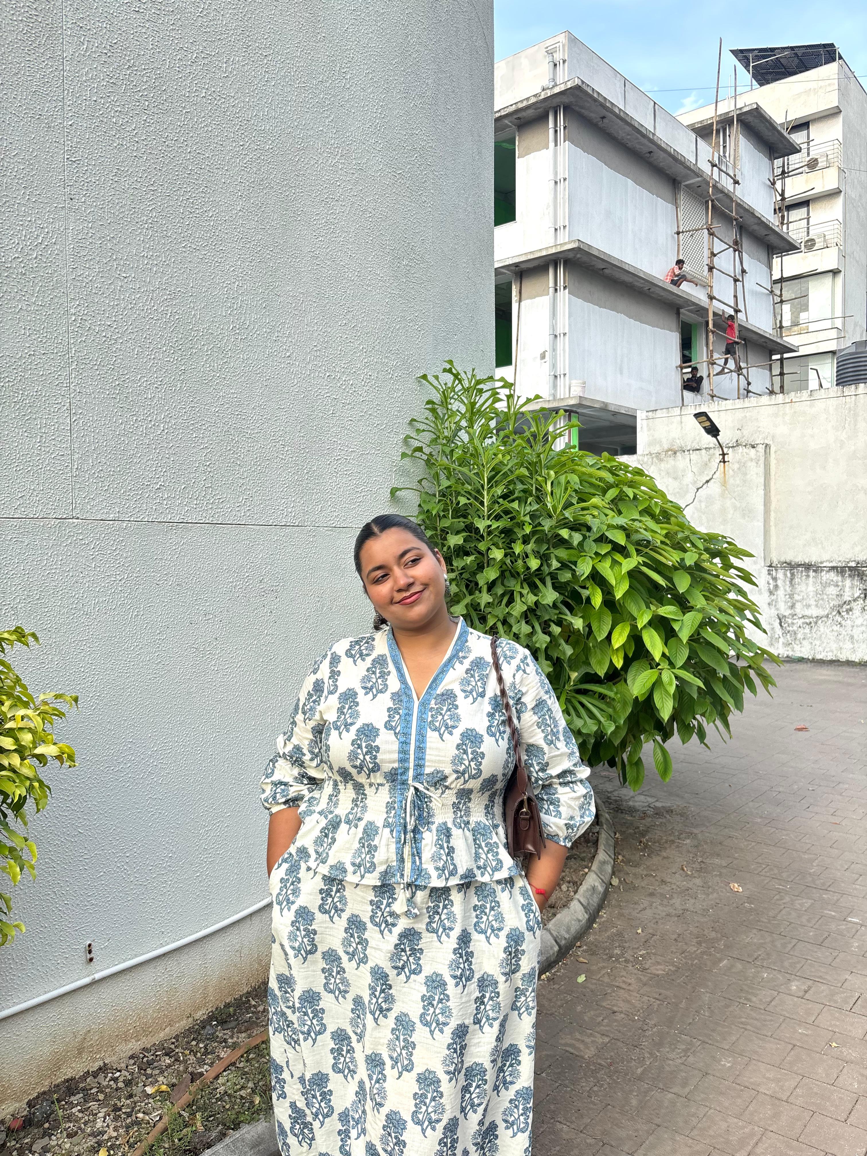 Hand-blocked Elasticated Long Dress