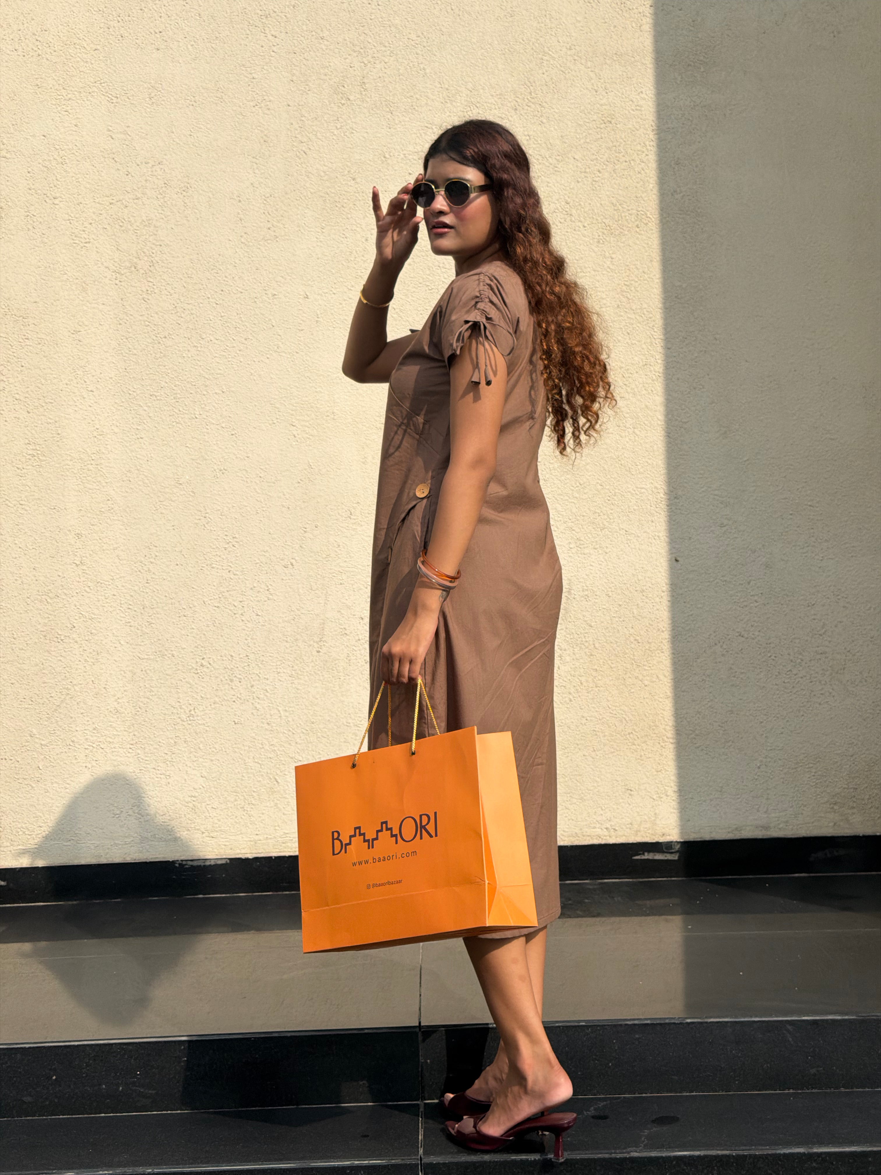 Mocha Brown Midi Dress