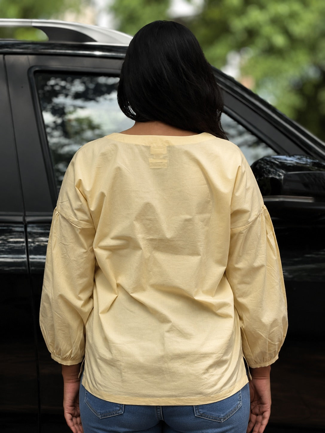 Butter Yellow Mandarin Knot Top