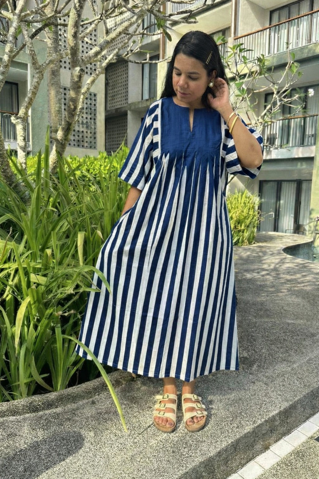 Blue White Striped Anti Fit Dress