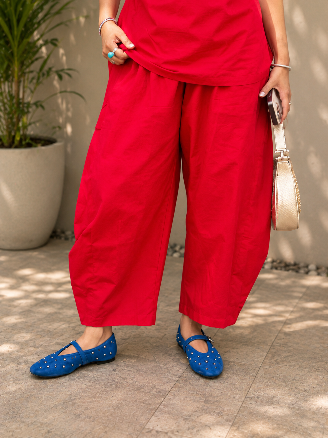 Red Halter Top Barrel Pant Co-Ord Set