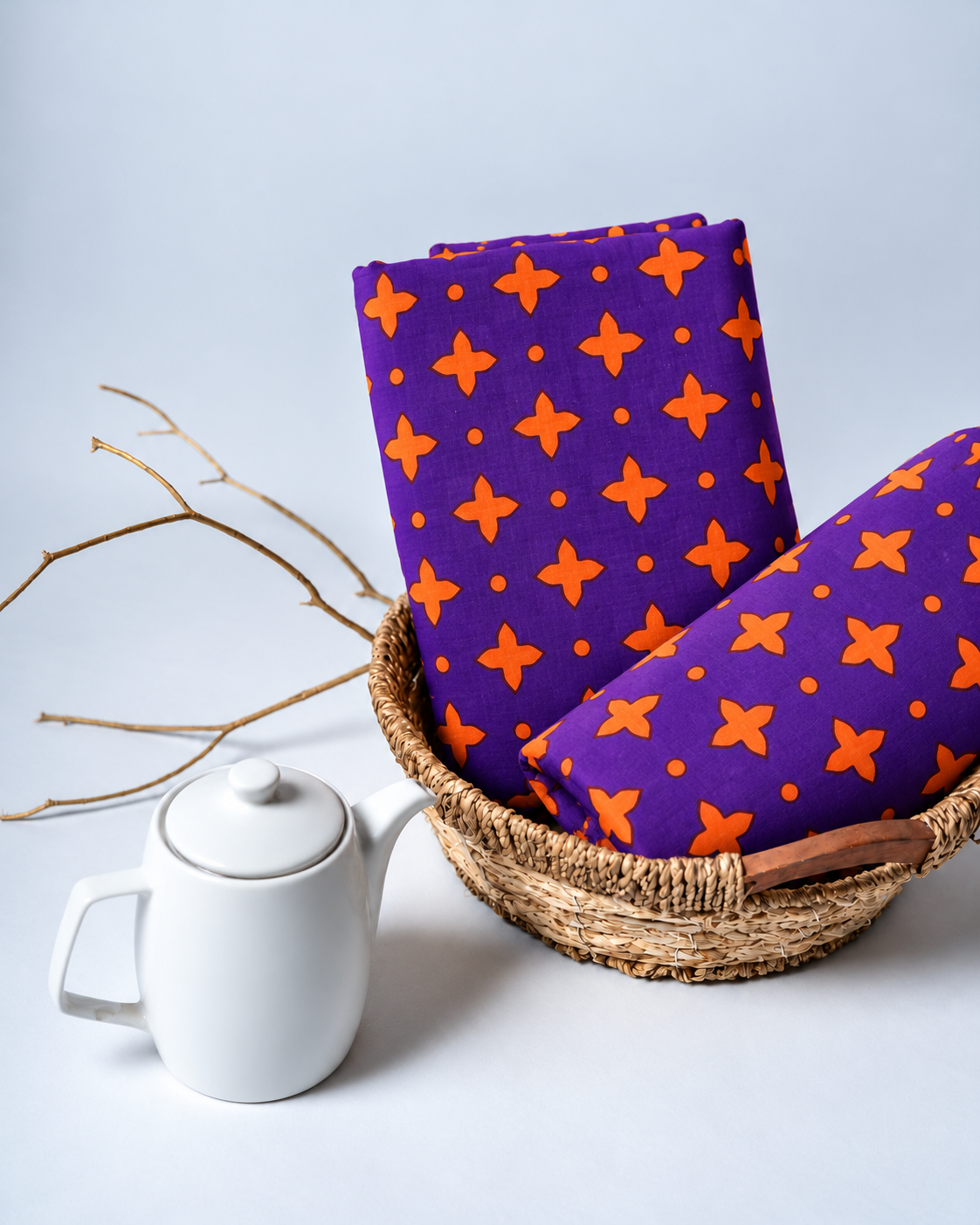 Purple Orange Abstract Print- Cotton