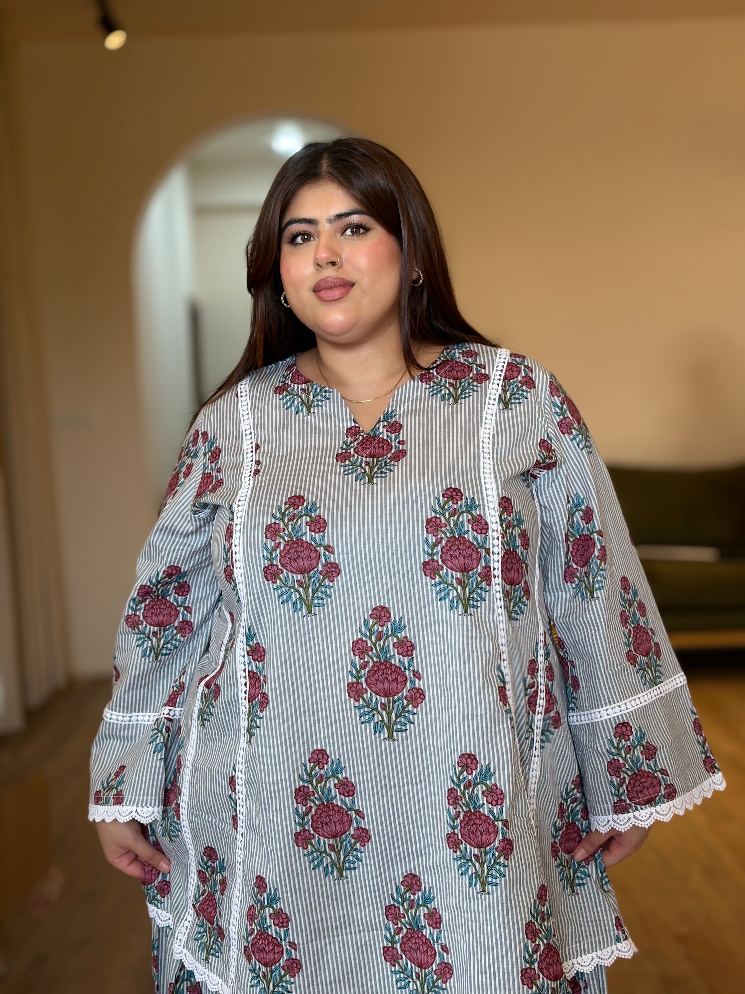 Grey palazzo farshi set