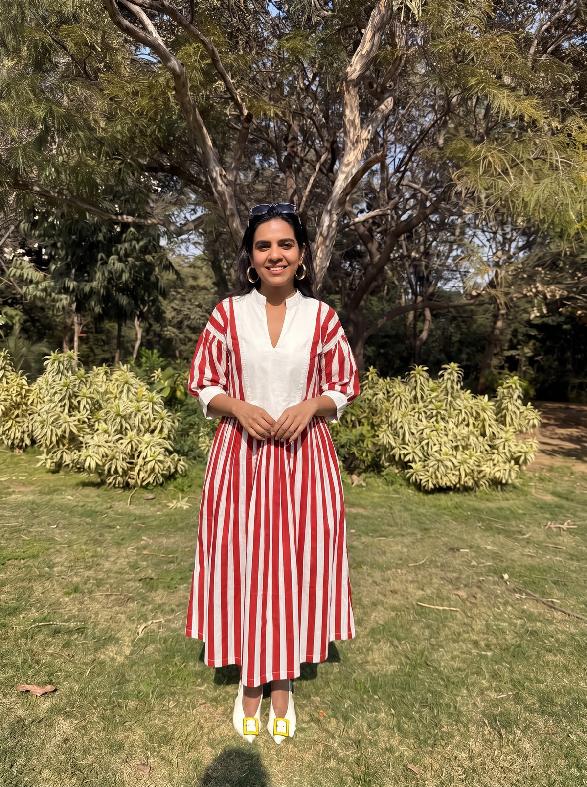 Crimson Bold Stripe Dress