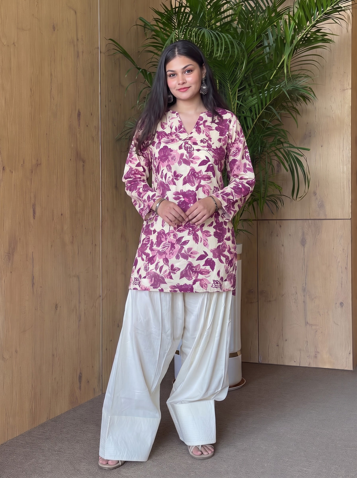 Rose Gingham Floral Farshi Salwar
