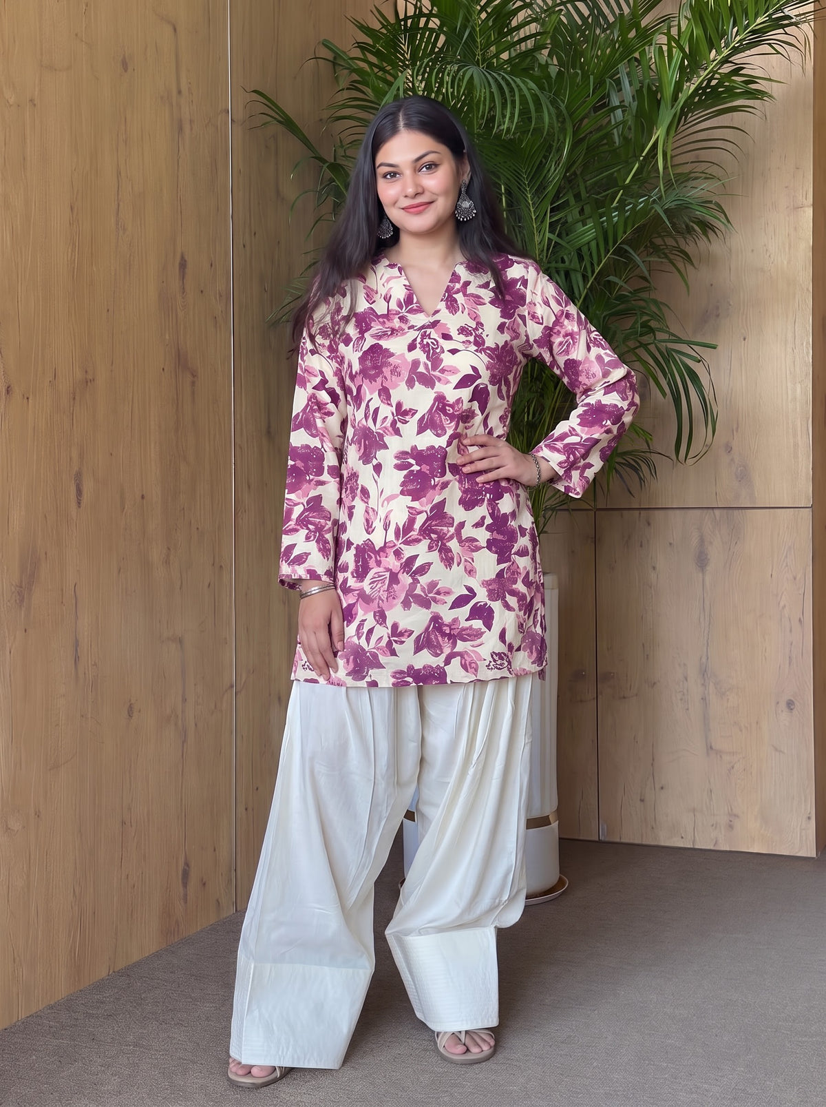 Rose Gingham Floral Farshi Salwar